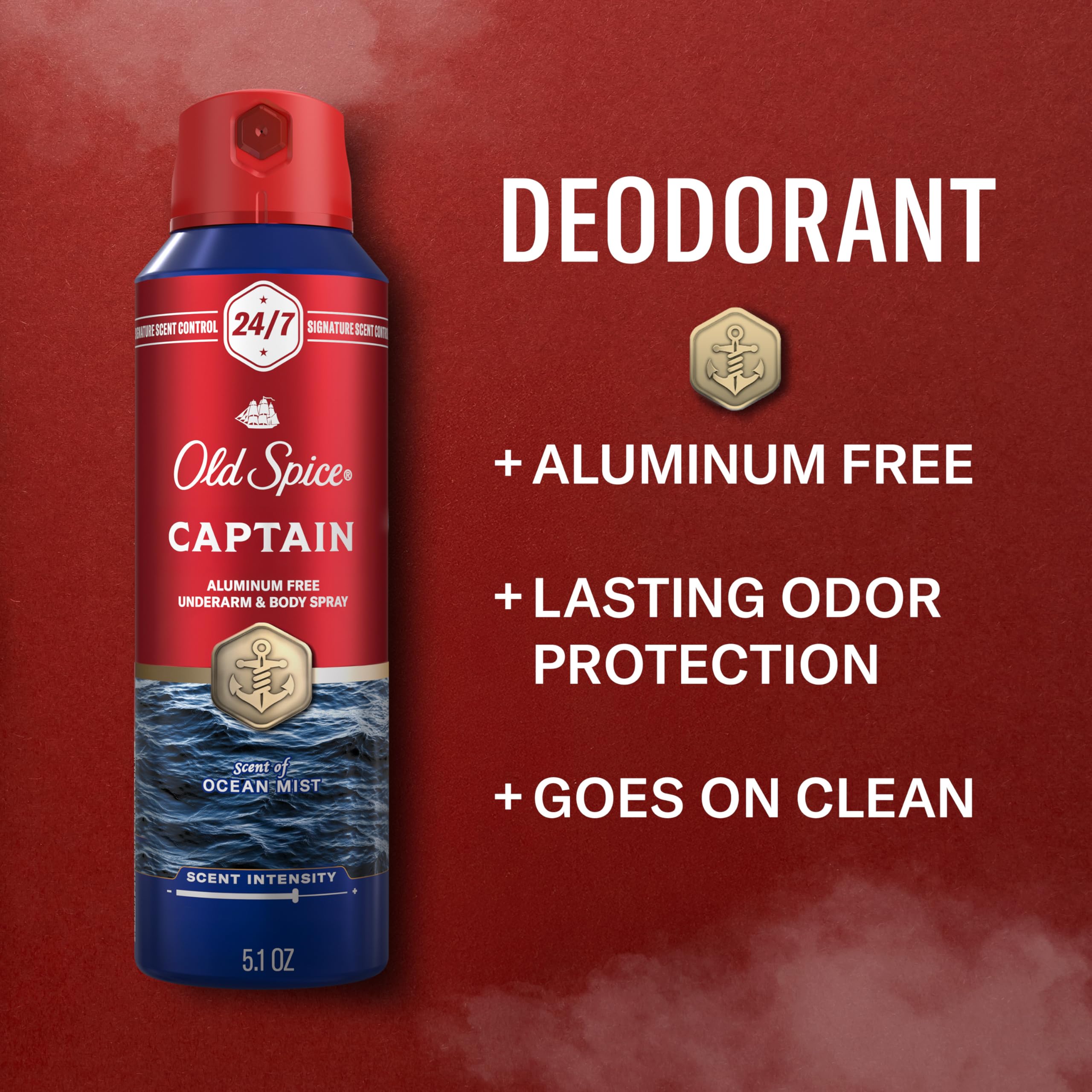Old Spice 24/7 Signature Scent bottle side view with label detail.