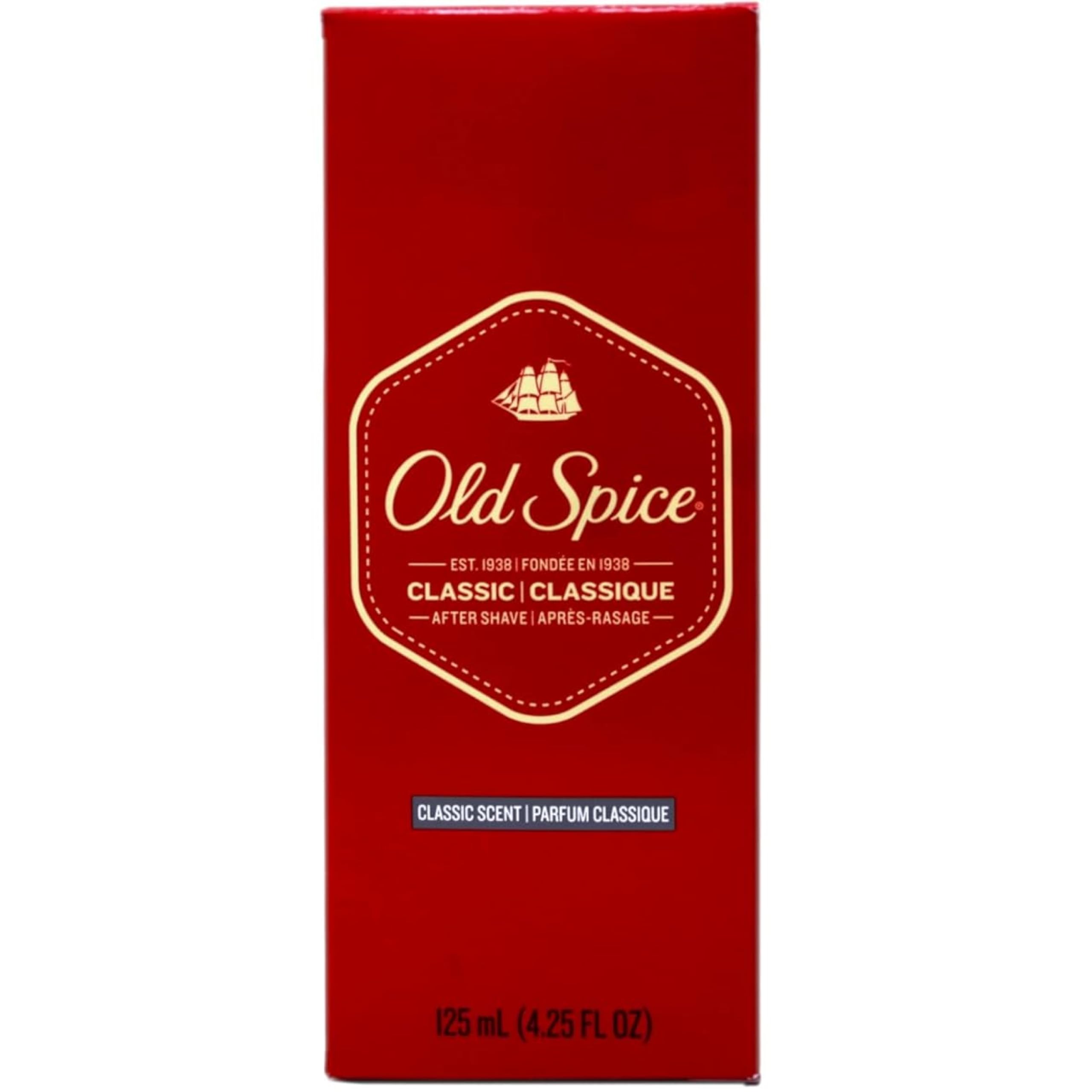 Old Spice after shave lotion classic bottle for refreshed skin.