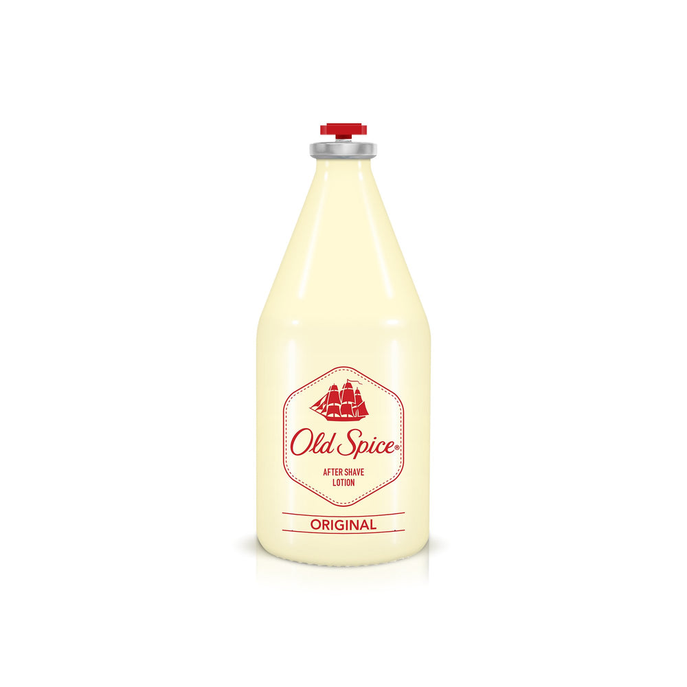 Old Spice After Shave Original cap close-up highlighting sturdy packaging and familiar scent.