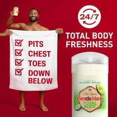 Aplicación en axilas con Old Spice desodorante total cuerpo para una sensación fresca.