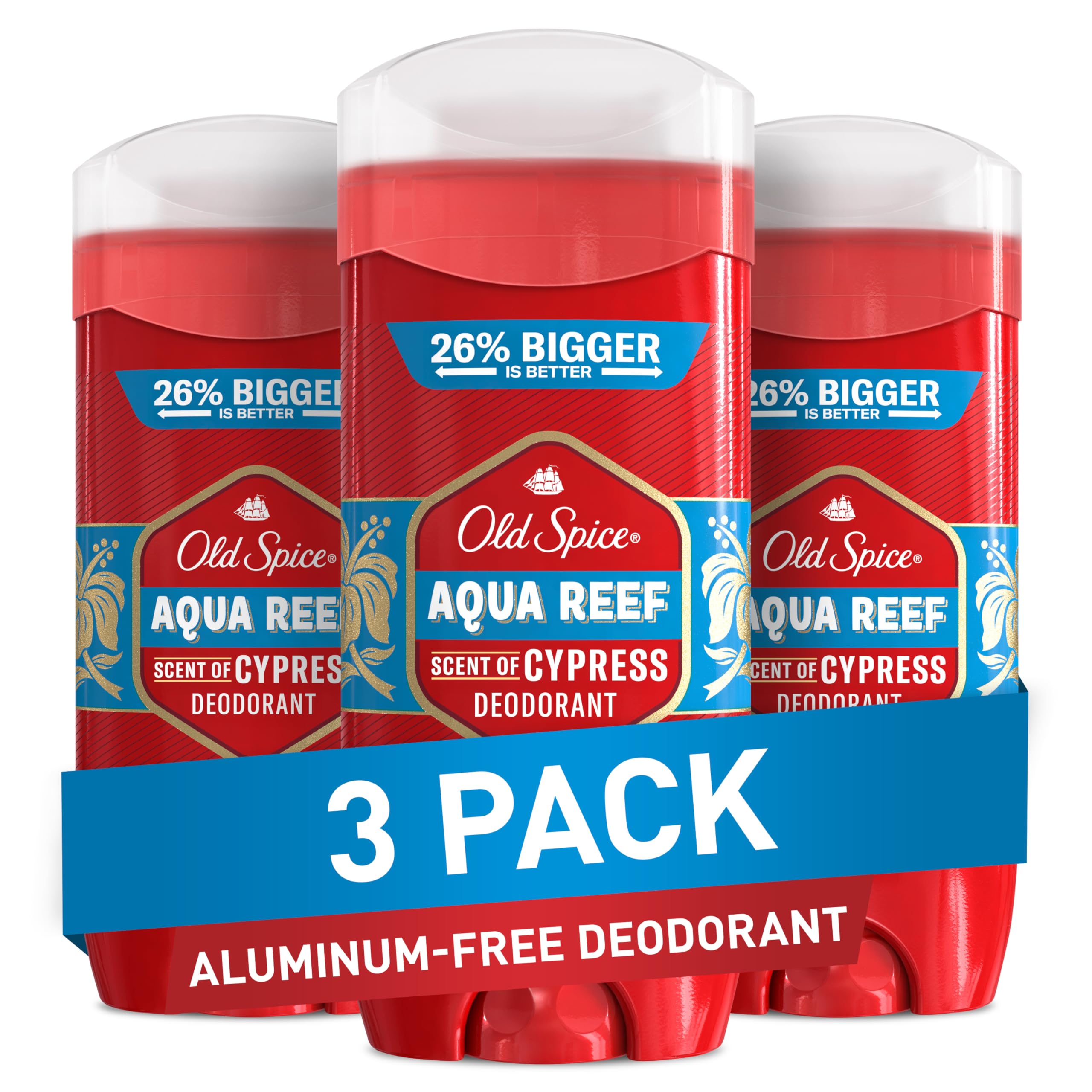 Old Spice Aqua Reef deodorant bottle showing 24/7 odor protection feature.