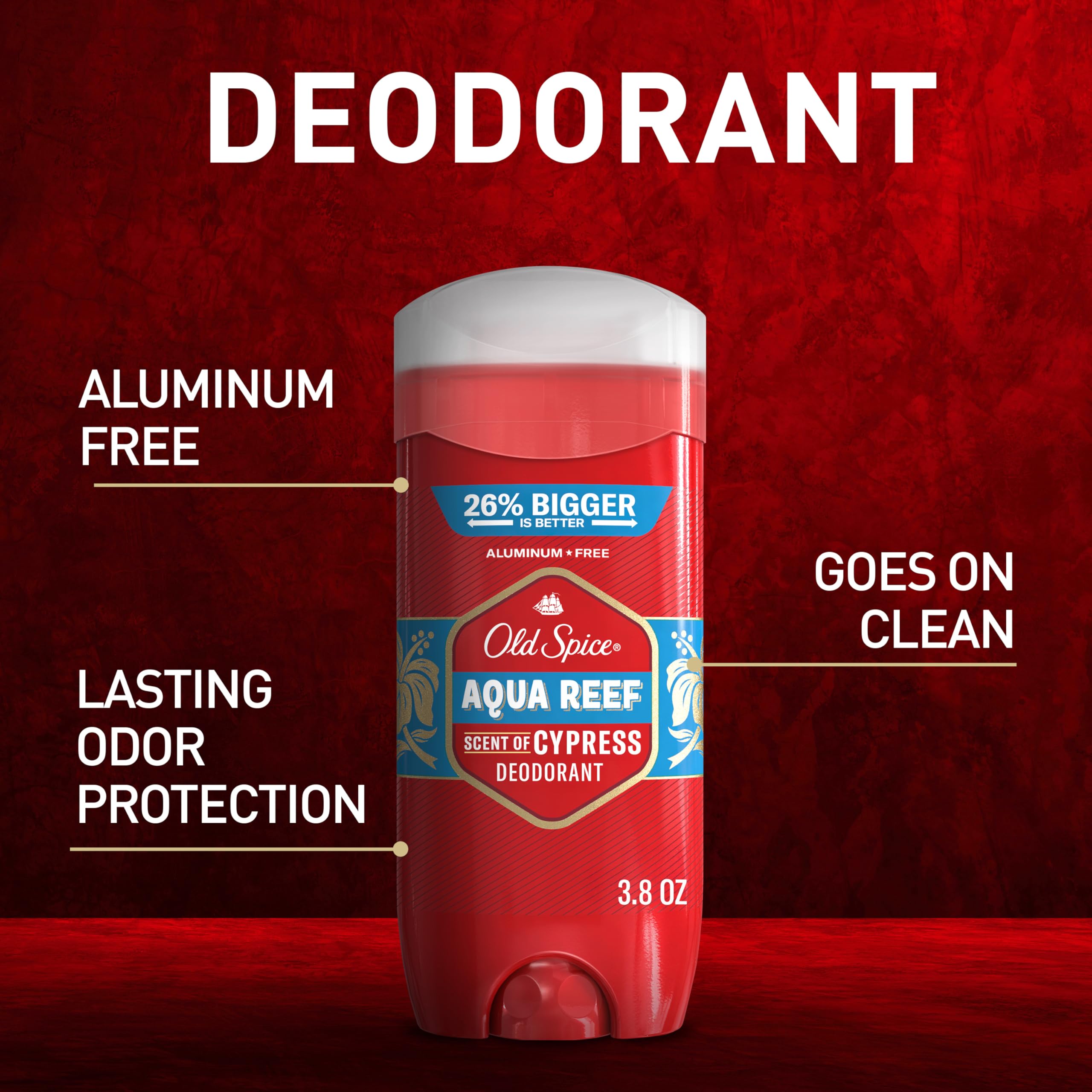 Old Spice Aqua Reef deodorant stick with easy twist-base for application.