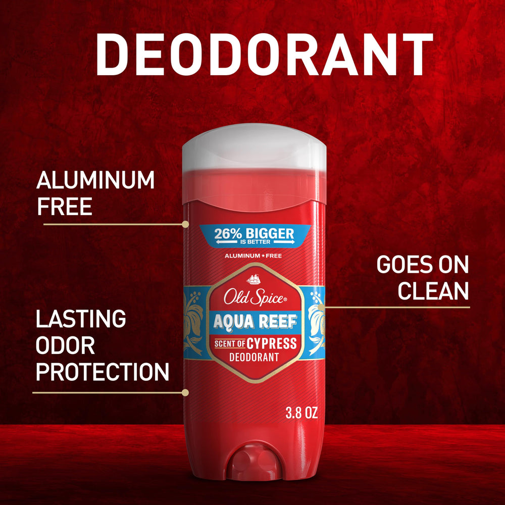 Old Spice Aqua Reef deodorant stick with easy twist-base for application.