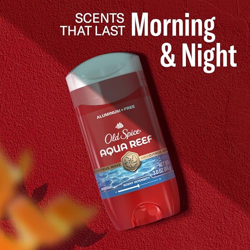 Old Spice Aqua Reef near mirror after shower for quick refresh