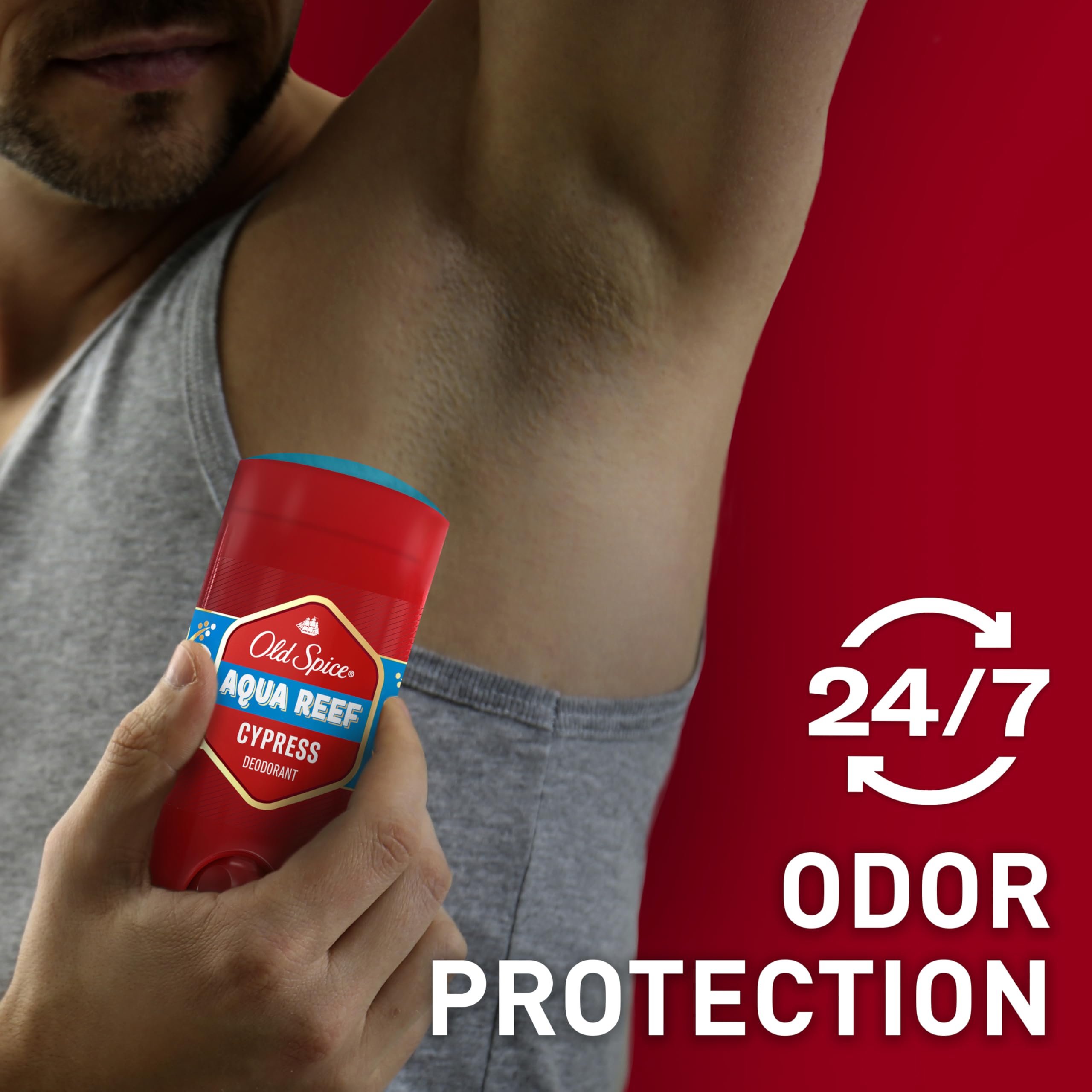 Close-up of twist-base mechanism on Old Spice Aqua Reef deodorant.