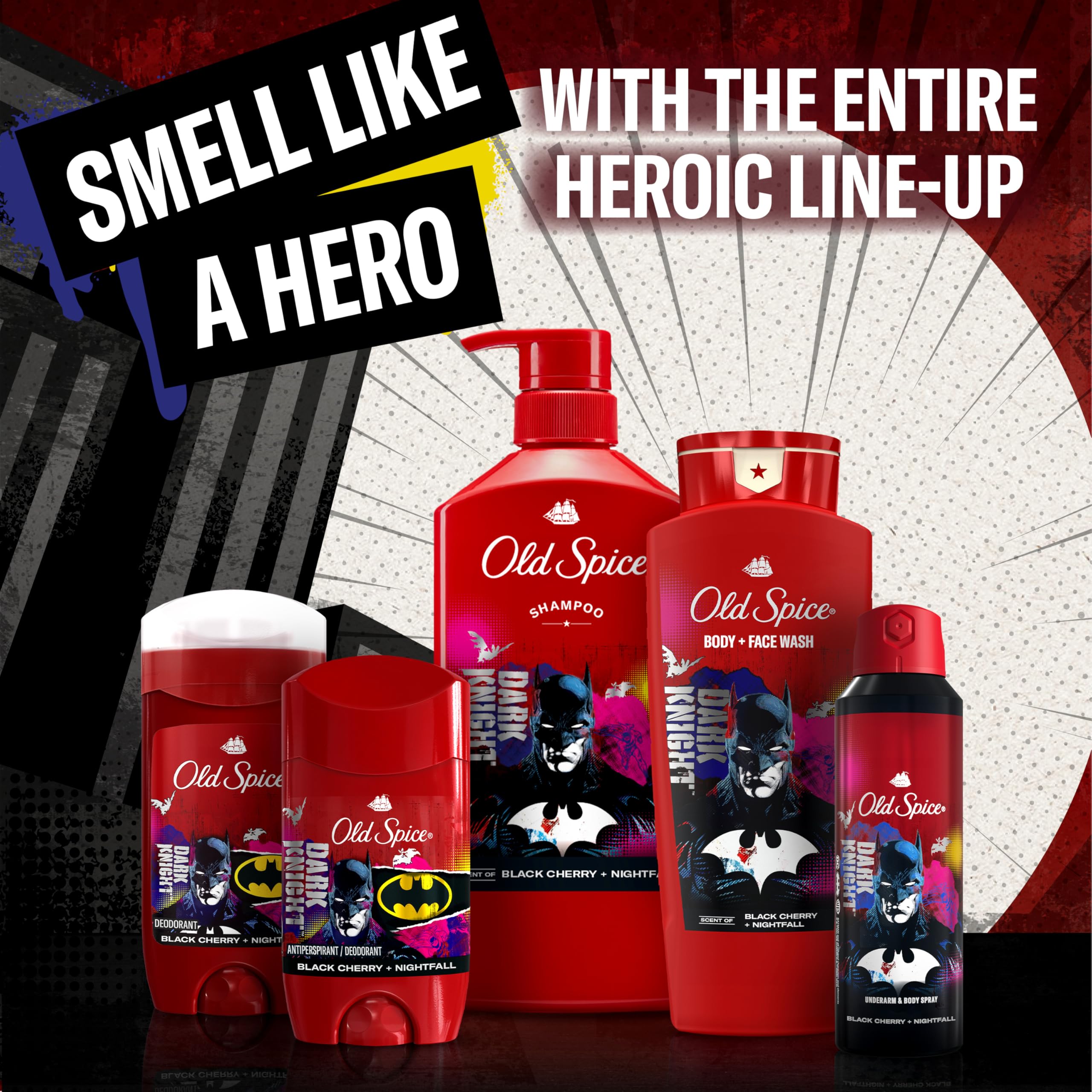 DC Comics collaboration branding on the deodorant.