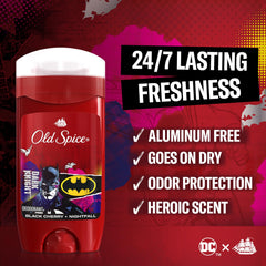 Application shot shows Old Spice Batman deodorant's dry, residue-free glide.