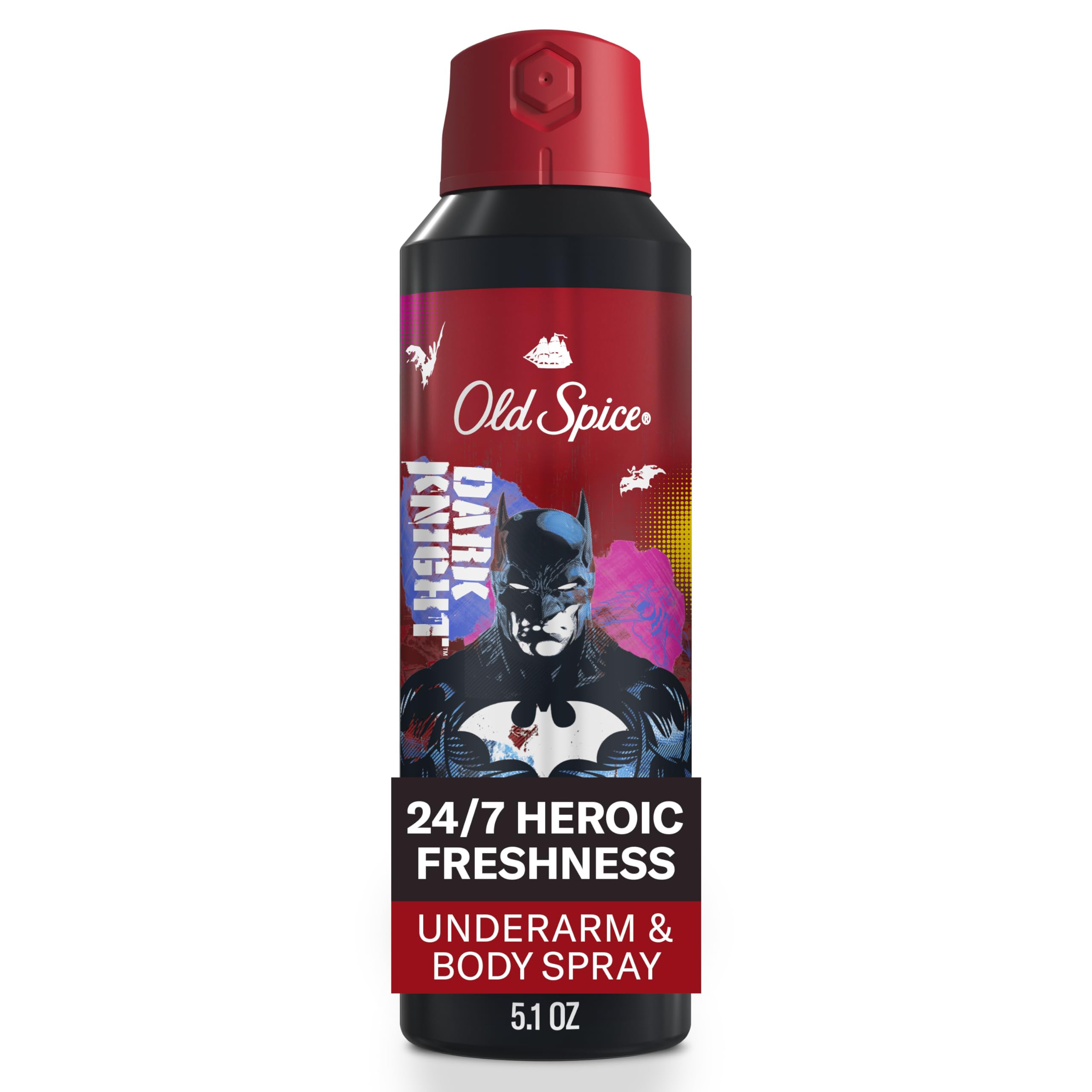 Old Spice Batman desodorante botella frontal muestra diseño icónico y frescura diaria