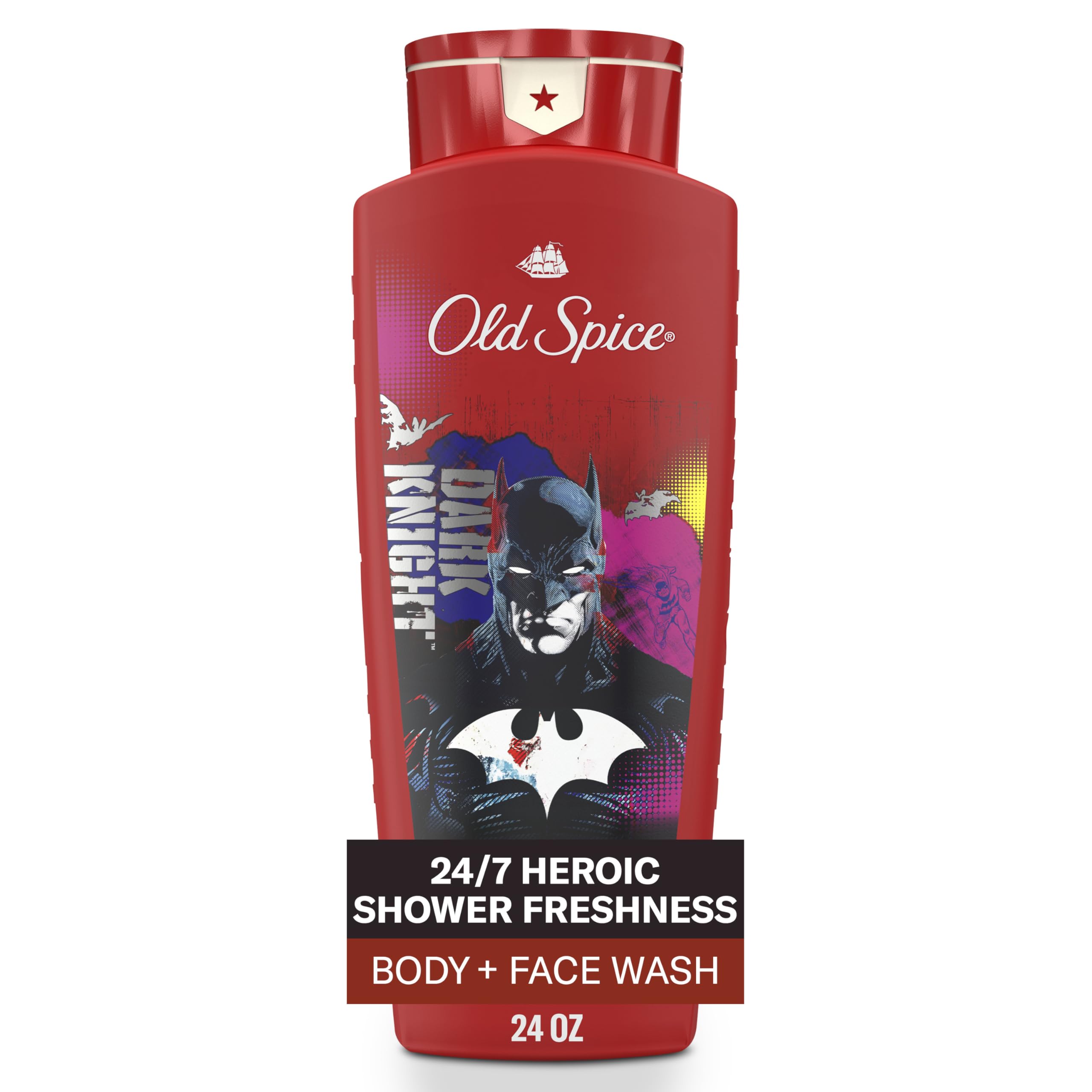Old Spice Batman: doble acción para cuerpo y rostro, limpieza duradera.