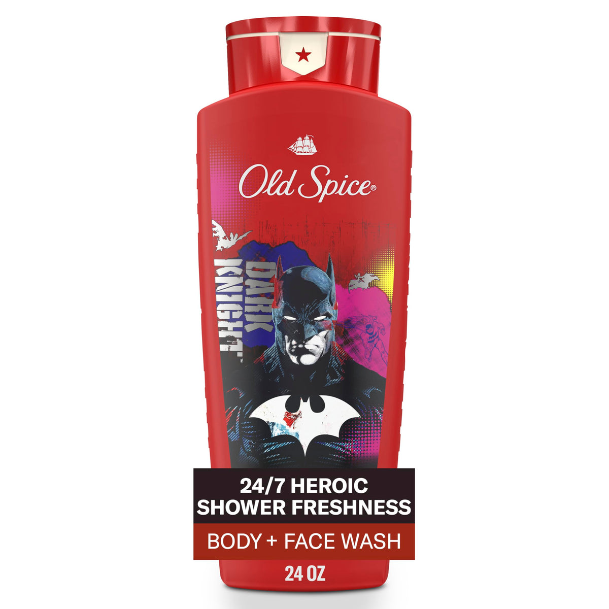Old Spice Batman: doble acción para cuerpo y rostro, limpieza duradera.