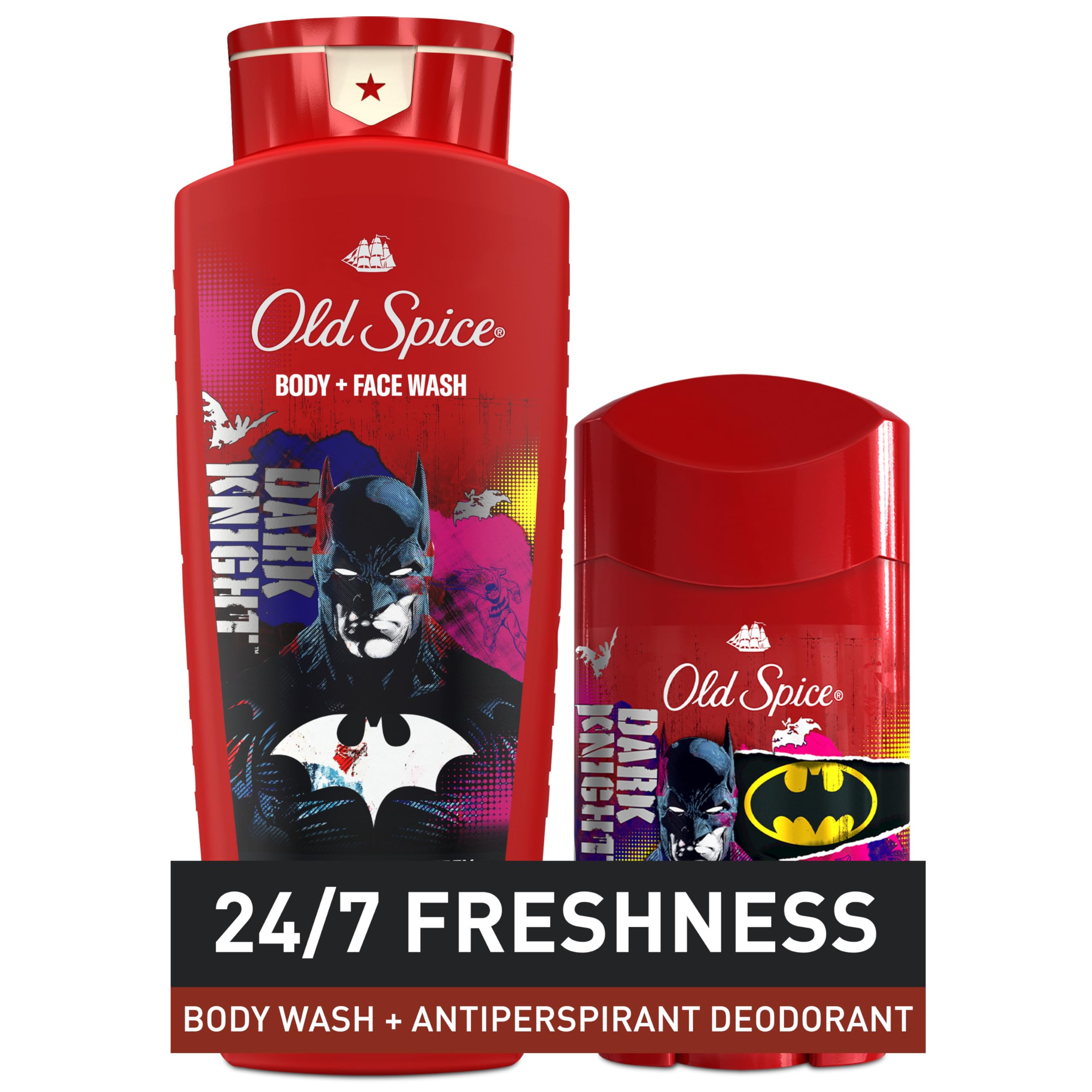 Old Spice Batman: envase de edición coleccionable, diseño oscuro.