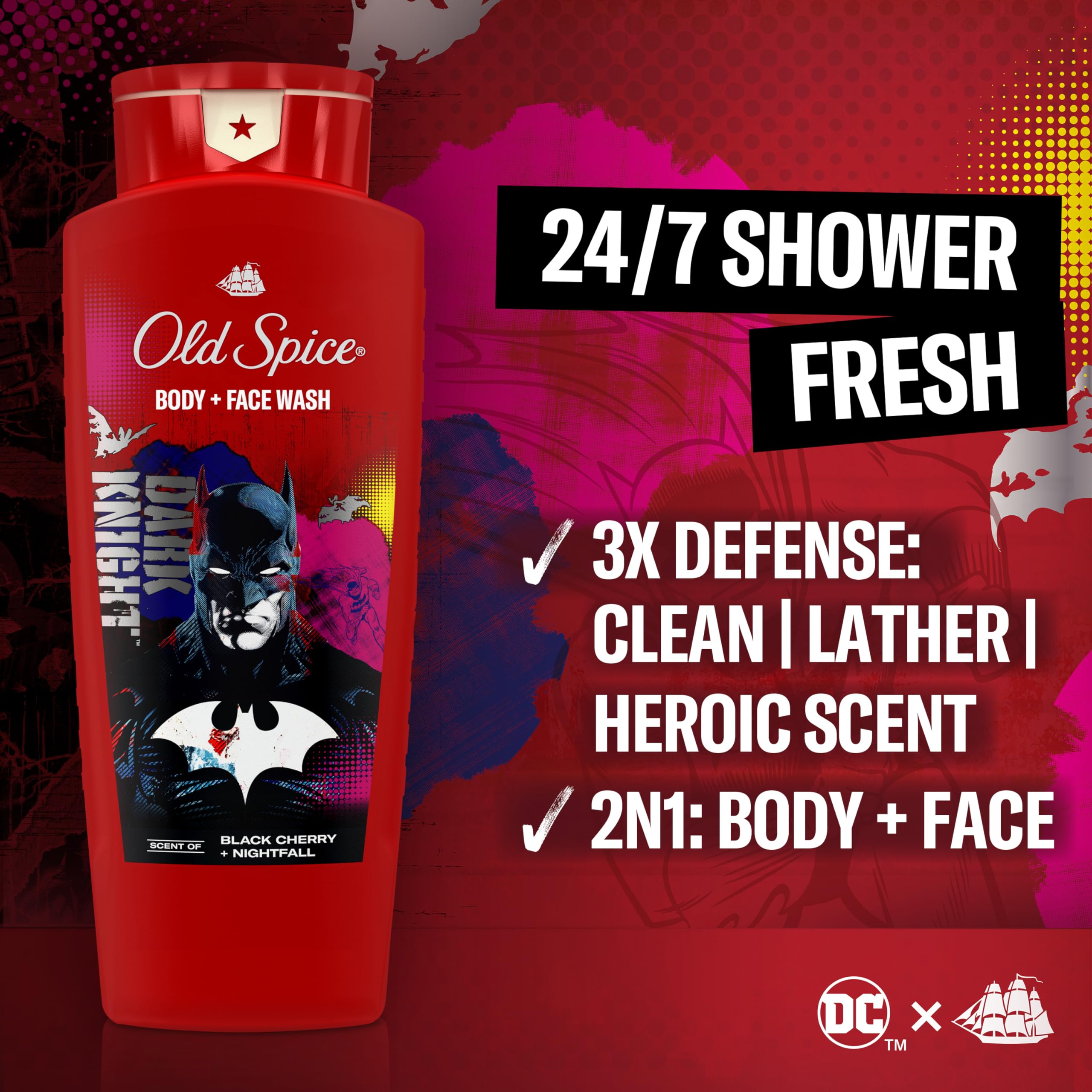 Old Spice Batman: espuma cremosa para una ducha agradable.