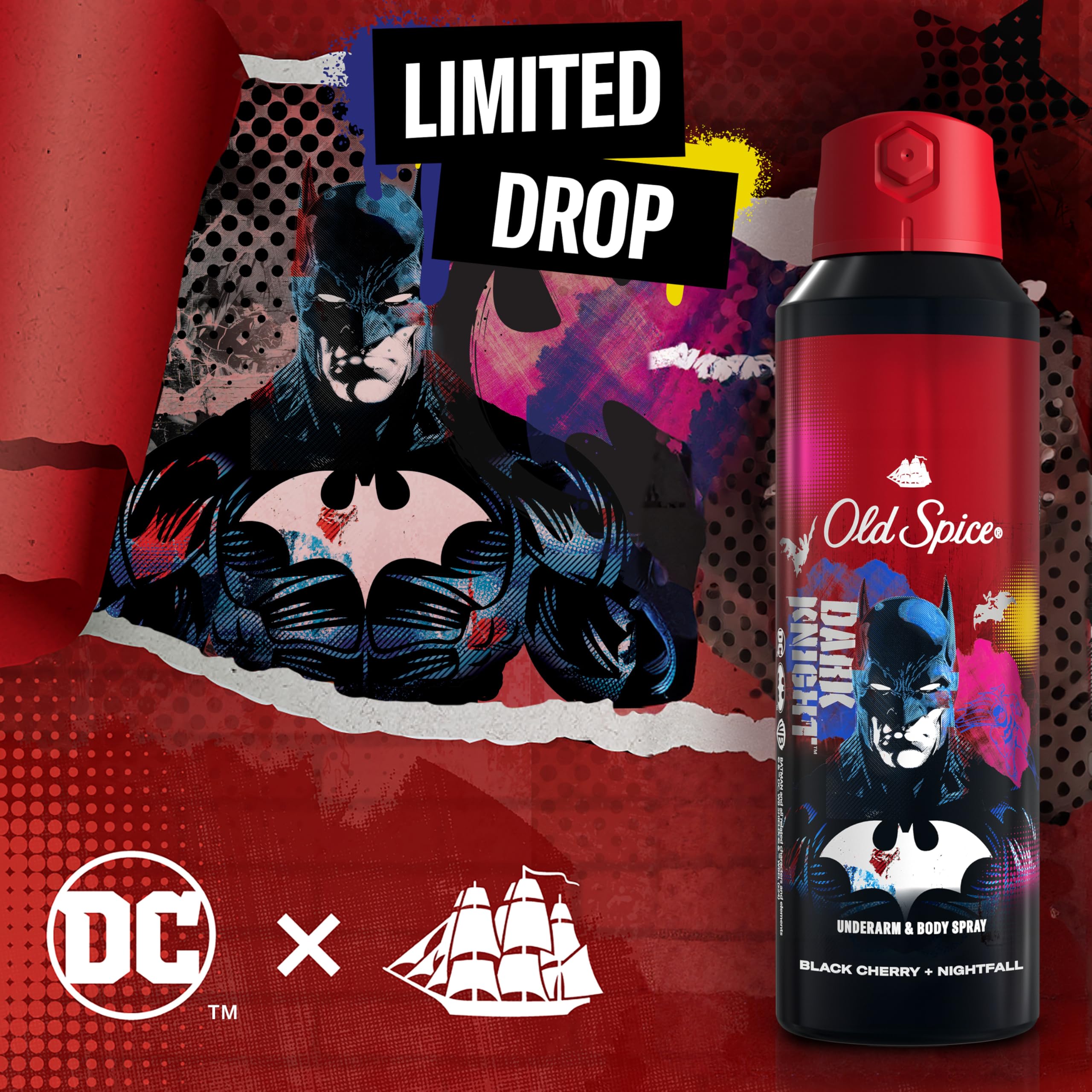 Old Spice Batman pulverizador en spray indica frescura que perdura todo el día