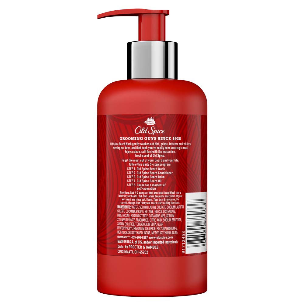 Foamy lather from Old Spice Beard Wash ready for a gentle cleanse.