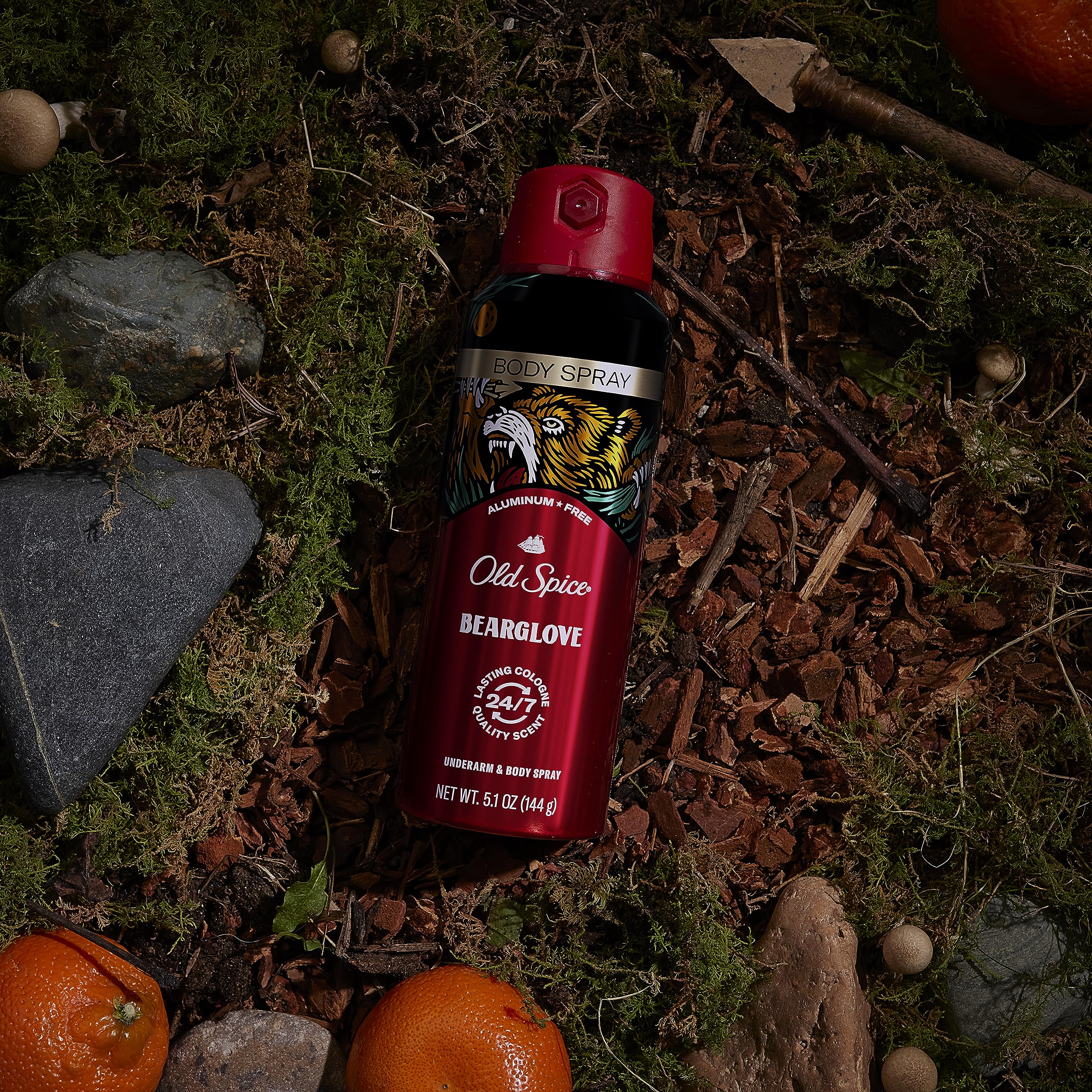 Old Spice Bearglove bottle spray action showcases easy-to-use mist for everyday wear
