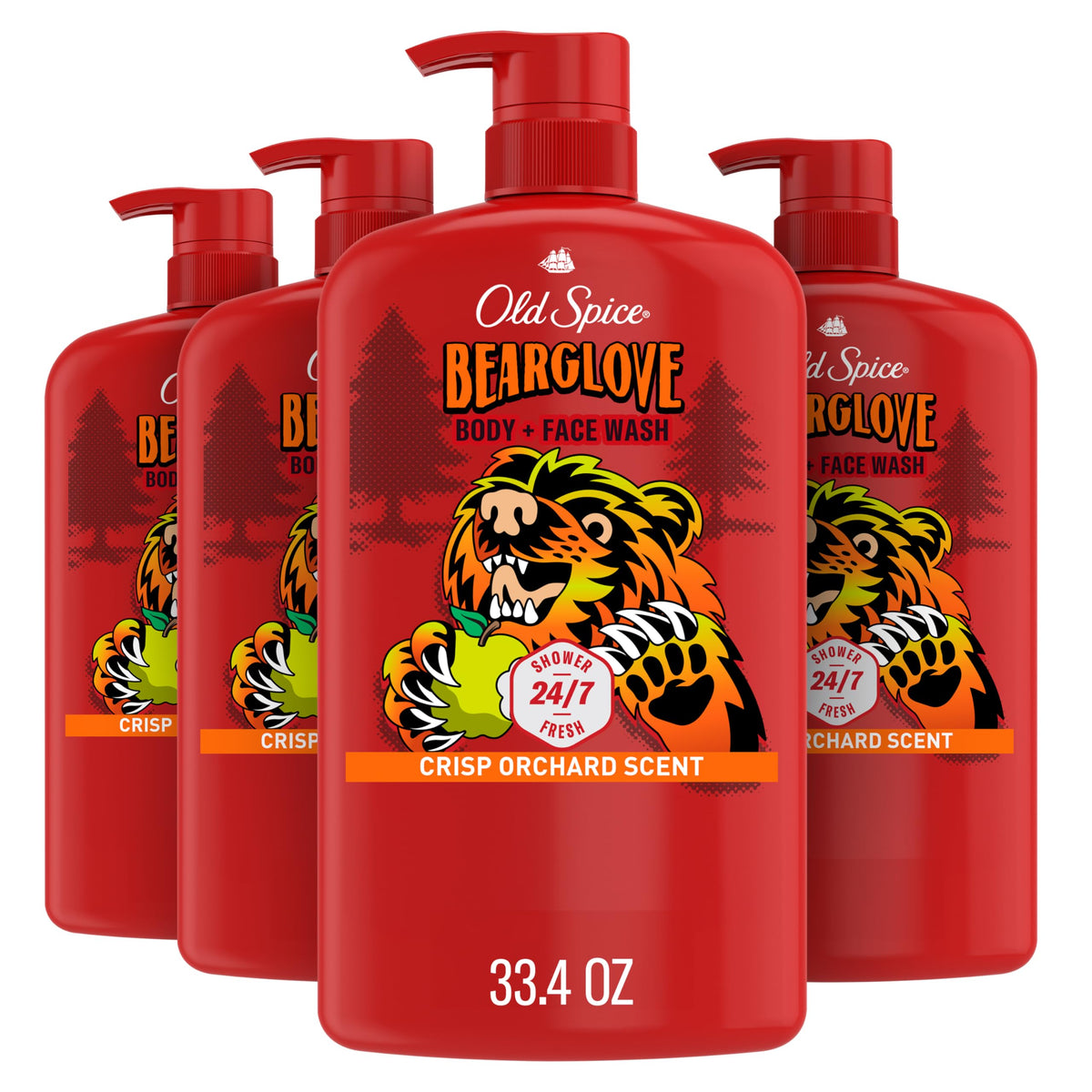 Old Spice Bearglove bottle pour for a quick refreshing cleanse