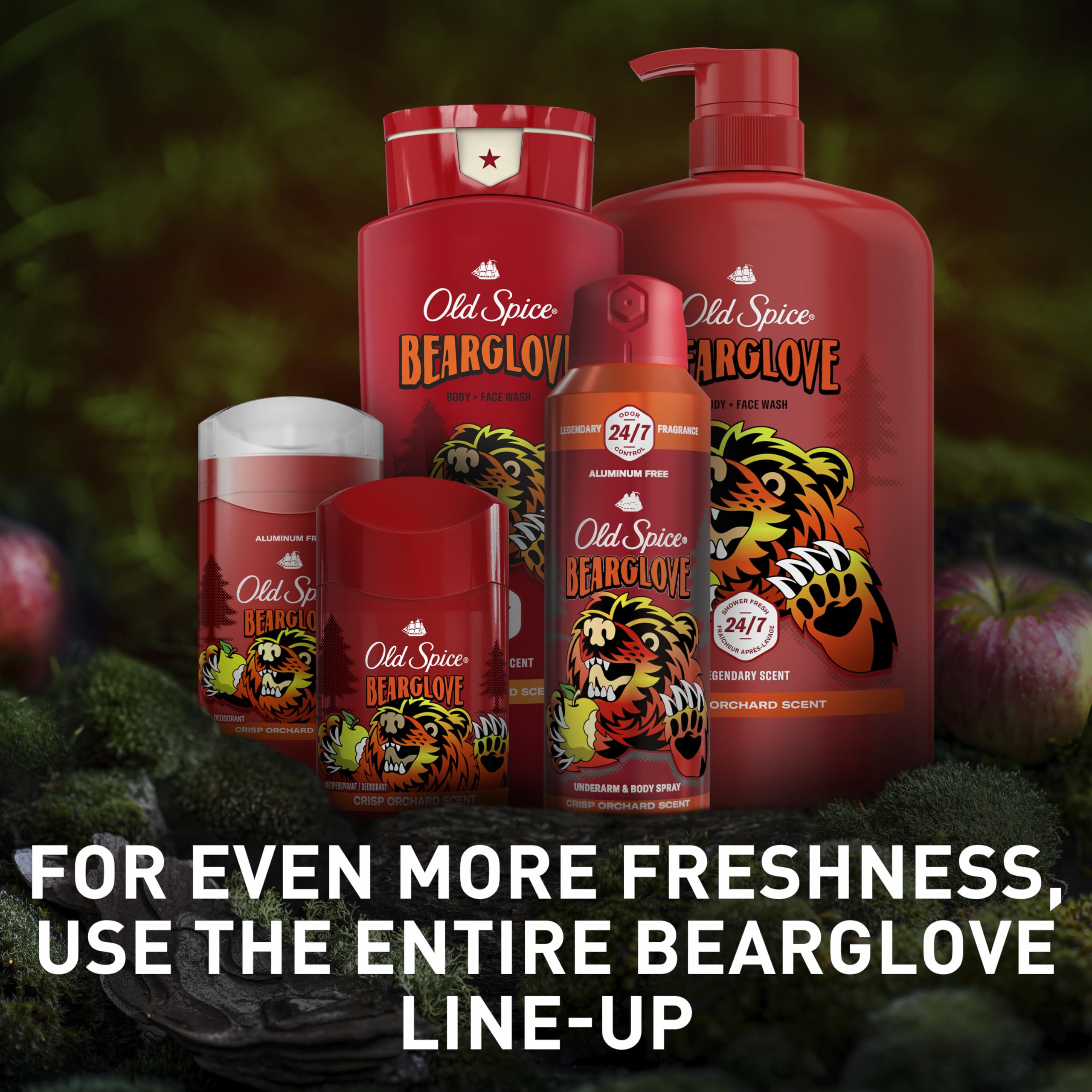Old Spice Bearglove easy rinse with quick foam.