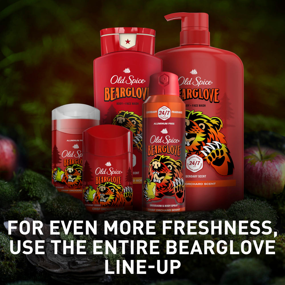 Old Spice Bearglove easy rinse with quick foam.