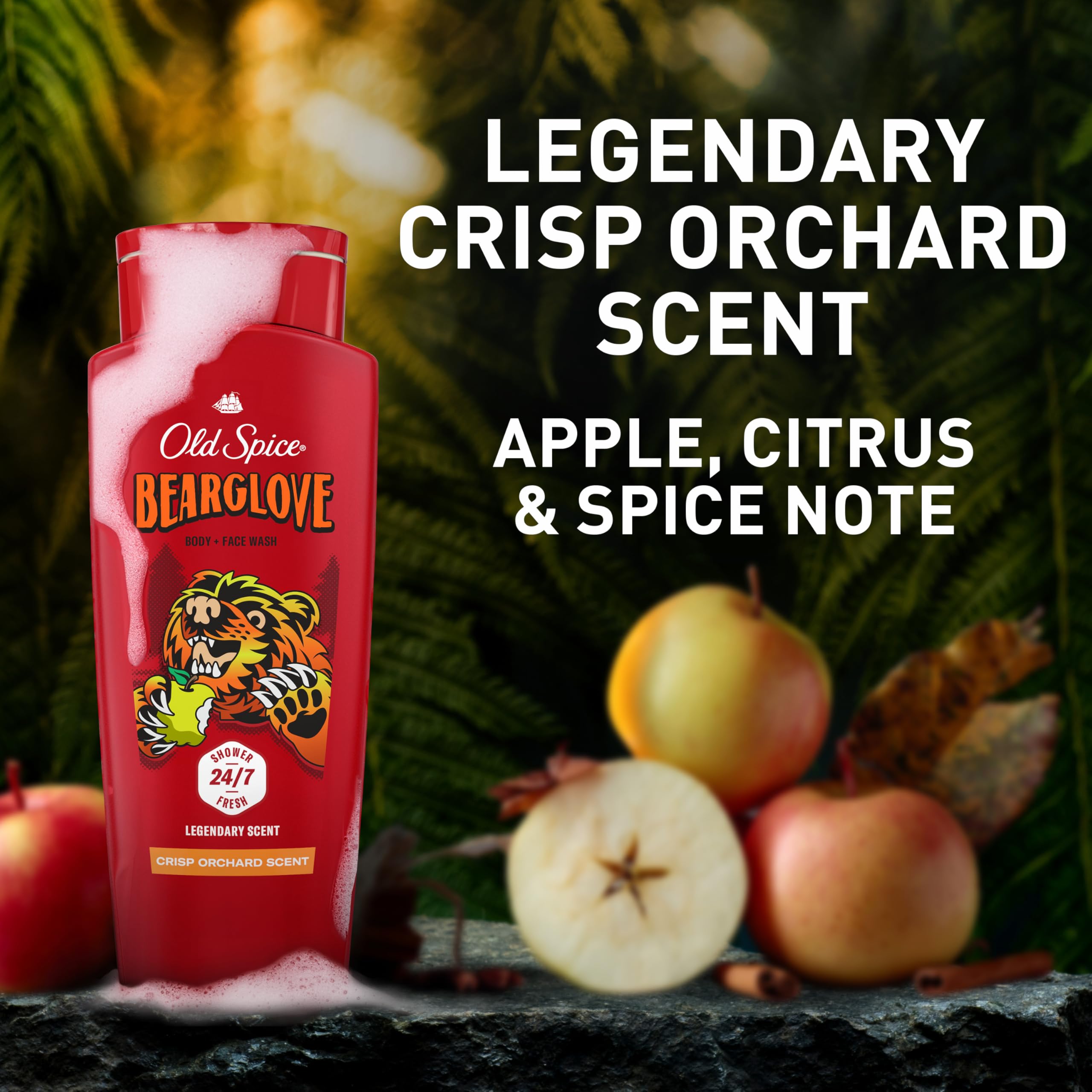 Old Spice Bearglove nourishing skin after washing.