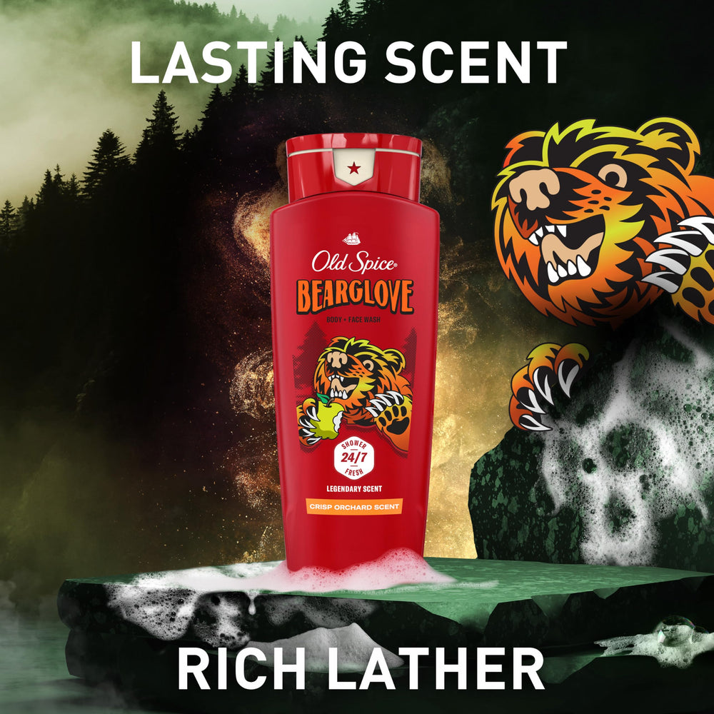 Old Spice Bearglove shower-fresh vibe in a routine setting.