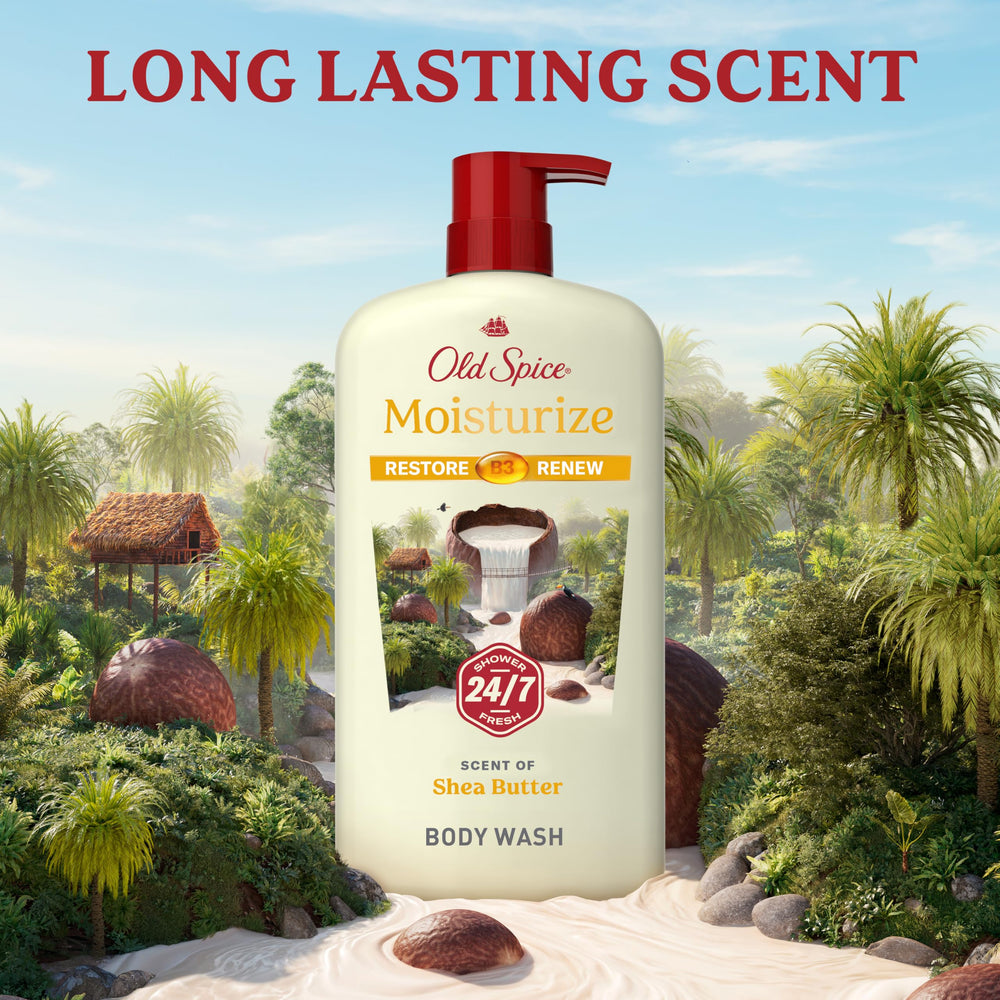 Old Spice body wash bottle is gentle on all skin types.