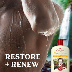 Old Spice body wash bottle with shea butter for soft, nourished skin.