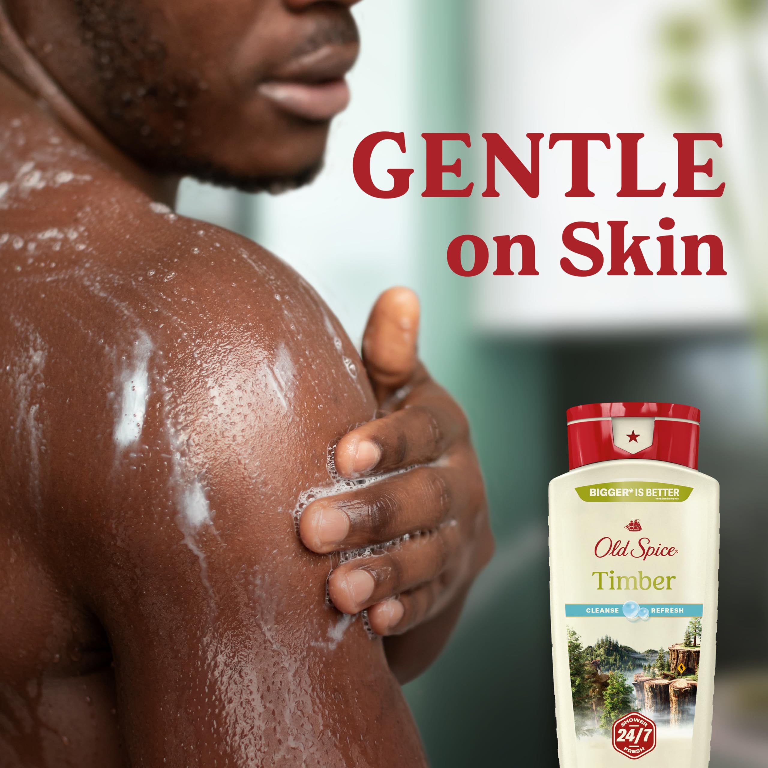 Old Spice 24/7 Shower Fresh after-rinse scent staying with you.
