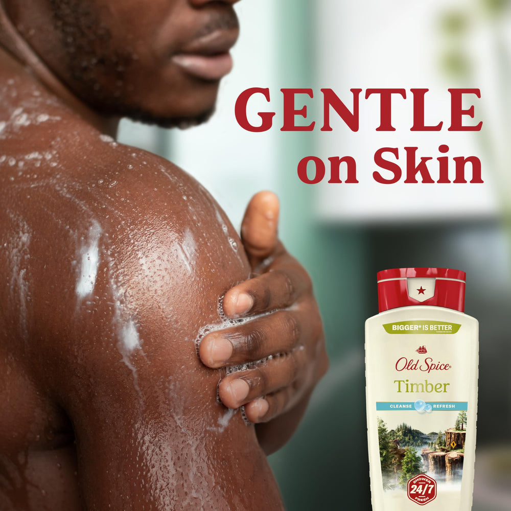 Old Spice 24/7 Shower Fresh after-rinse scent staying with you.