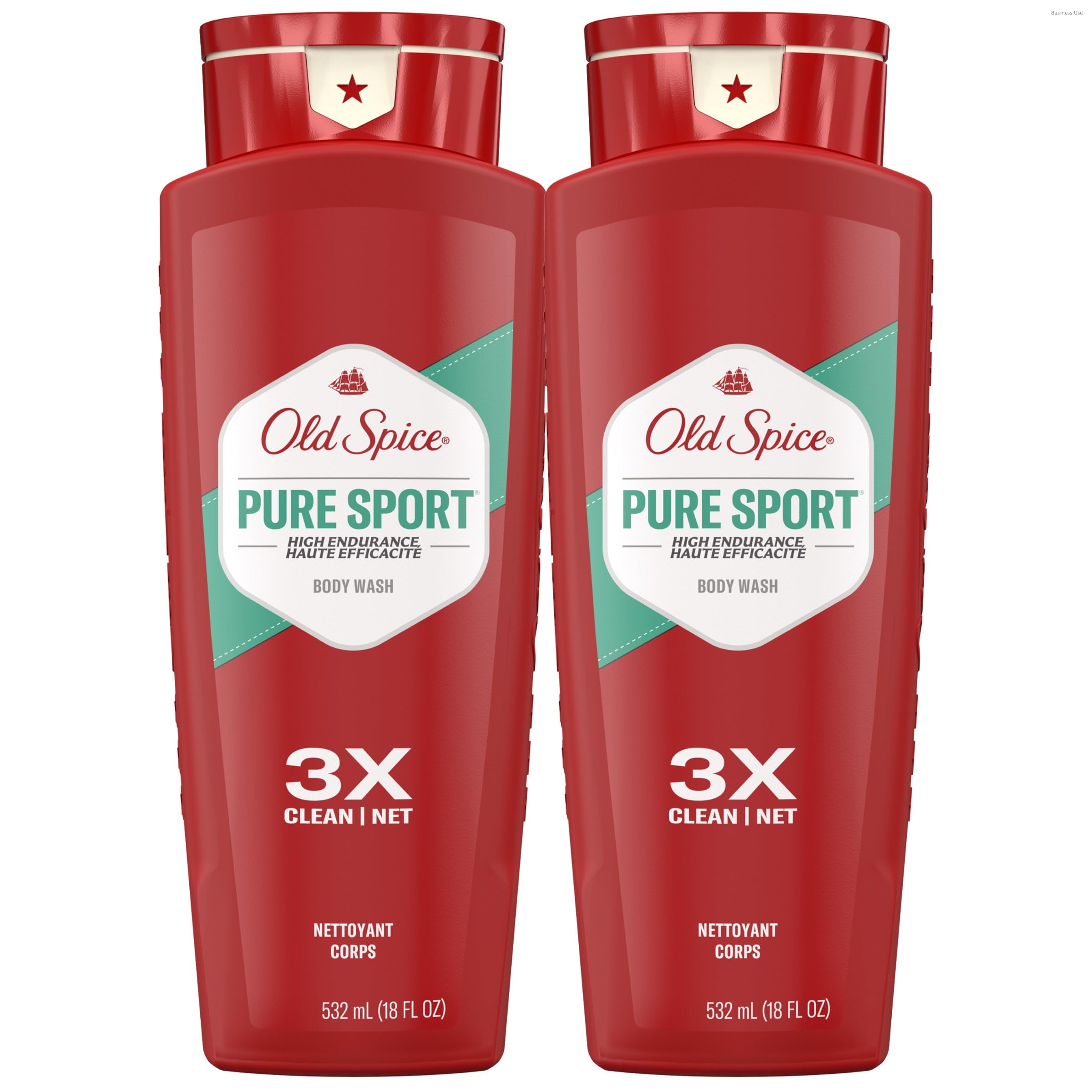Old Spice botella frente, limpieza diaria y frescura duradera para hombres.