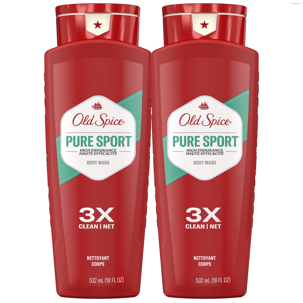 Old Spice botella frente, limpieza diaria y frescura duradera para hombres.