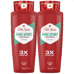 Old Spice botella frente, limpieza diaria y frescura duradera para hombres.