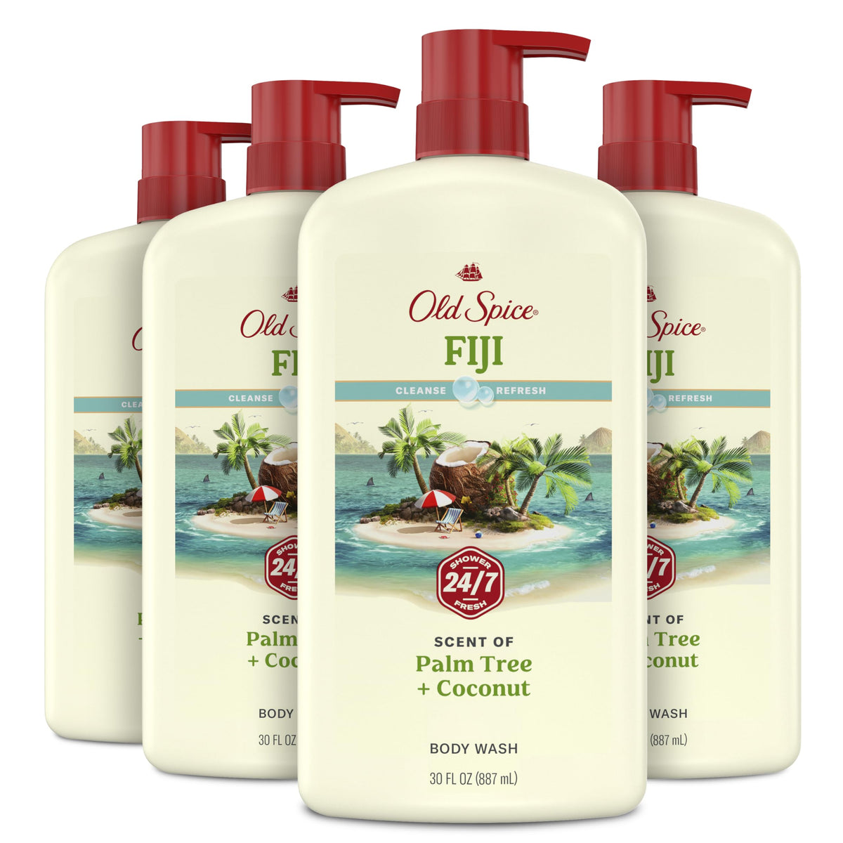 Old Spice cleansing body wash bottle-front showing 24/7 Shower Fresh for daily cleansing