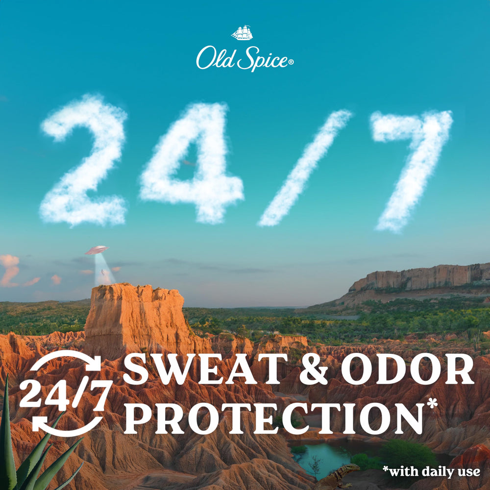 Old Spice Canyon etiqueta frontal resalta aloe y notas verdes.