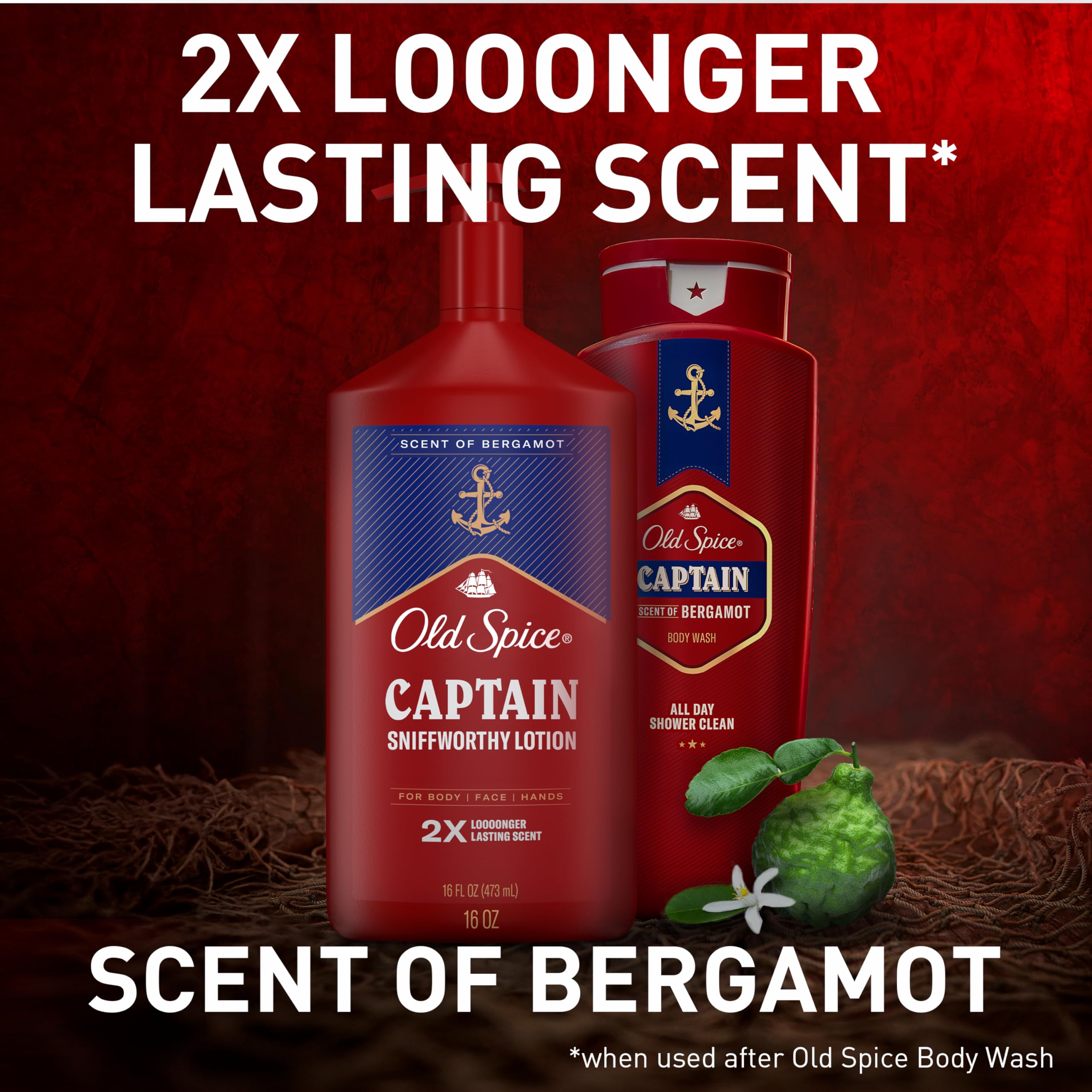 Old Spice Captain lotion bottle on display