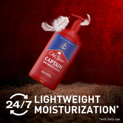 Old Spice Captain lotion texture closeup emphasizing fast absorption