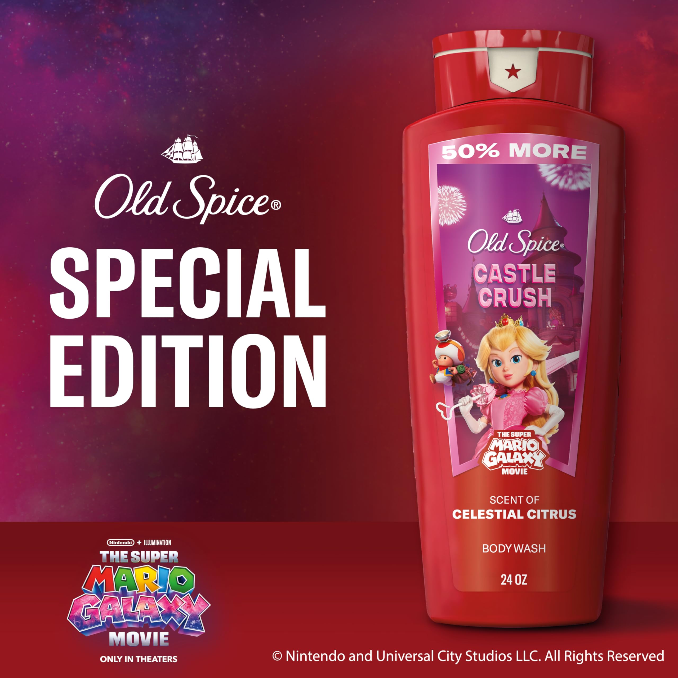 Old Spice Castle Crush Celestial Citrus swirl in bottle.