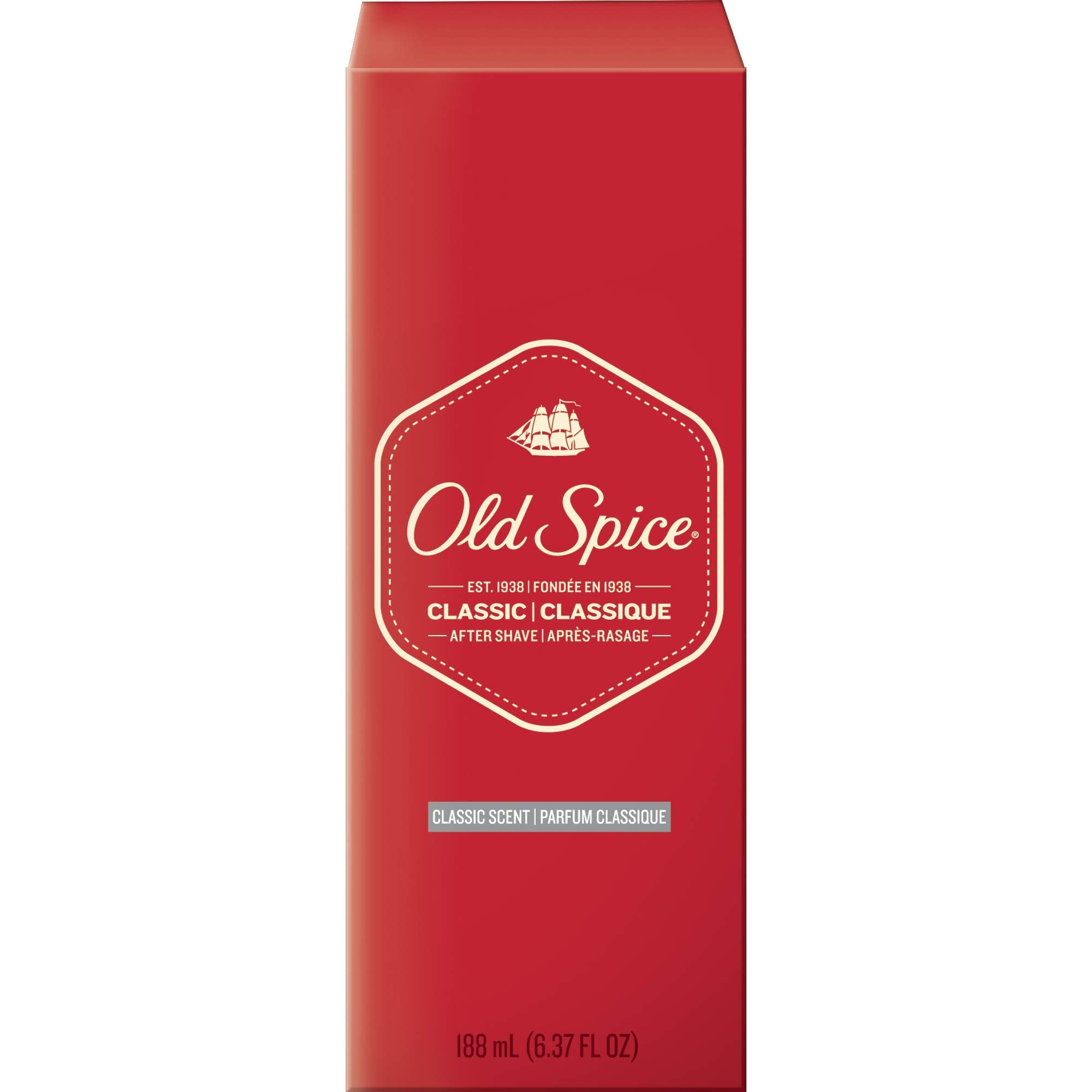 Old Spice Classic After Shave bottle pour captures a crisp splash.