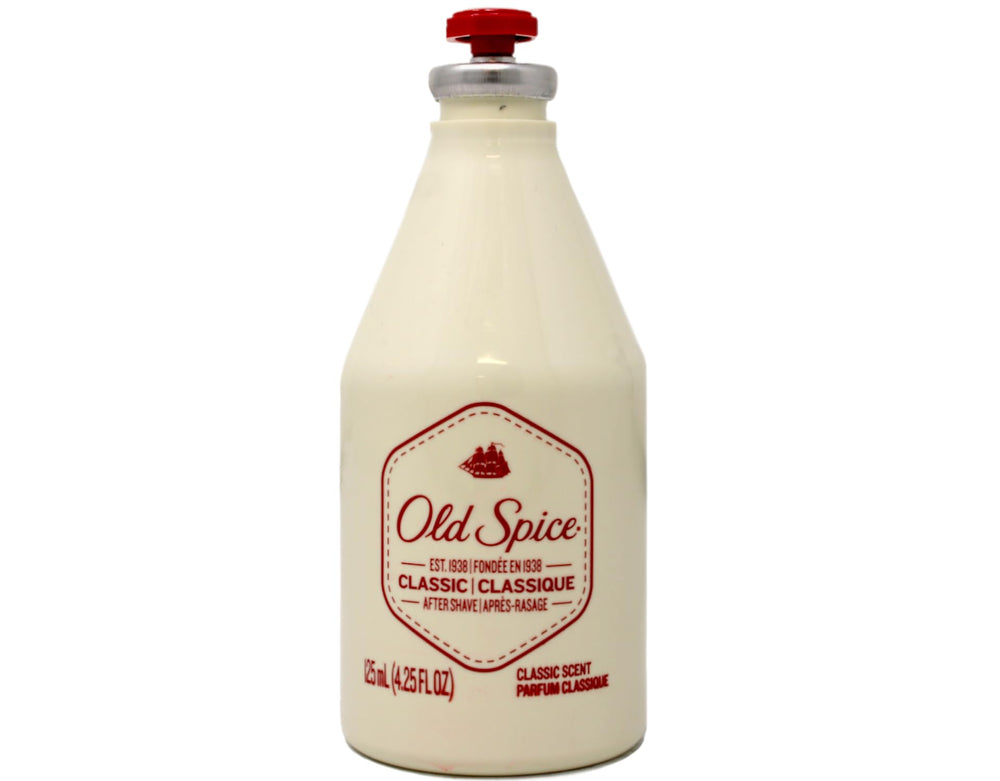 Old Spice Classic After Shave cap closeup highlighting splash-on design