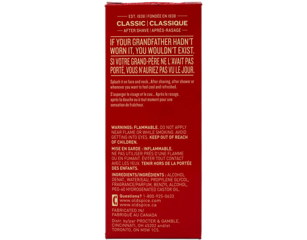 Old Spice Classic After Shave liquid application ready for use after shaving