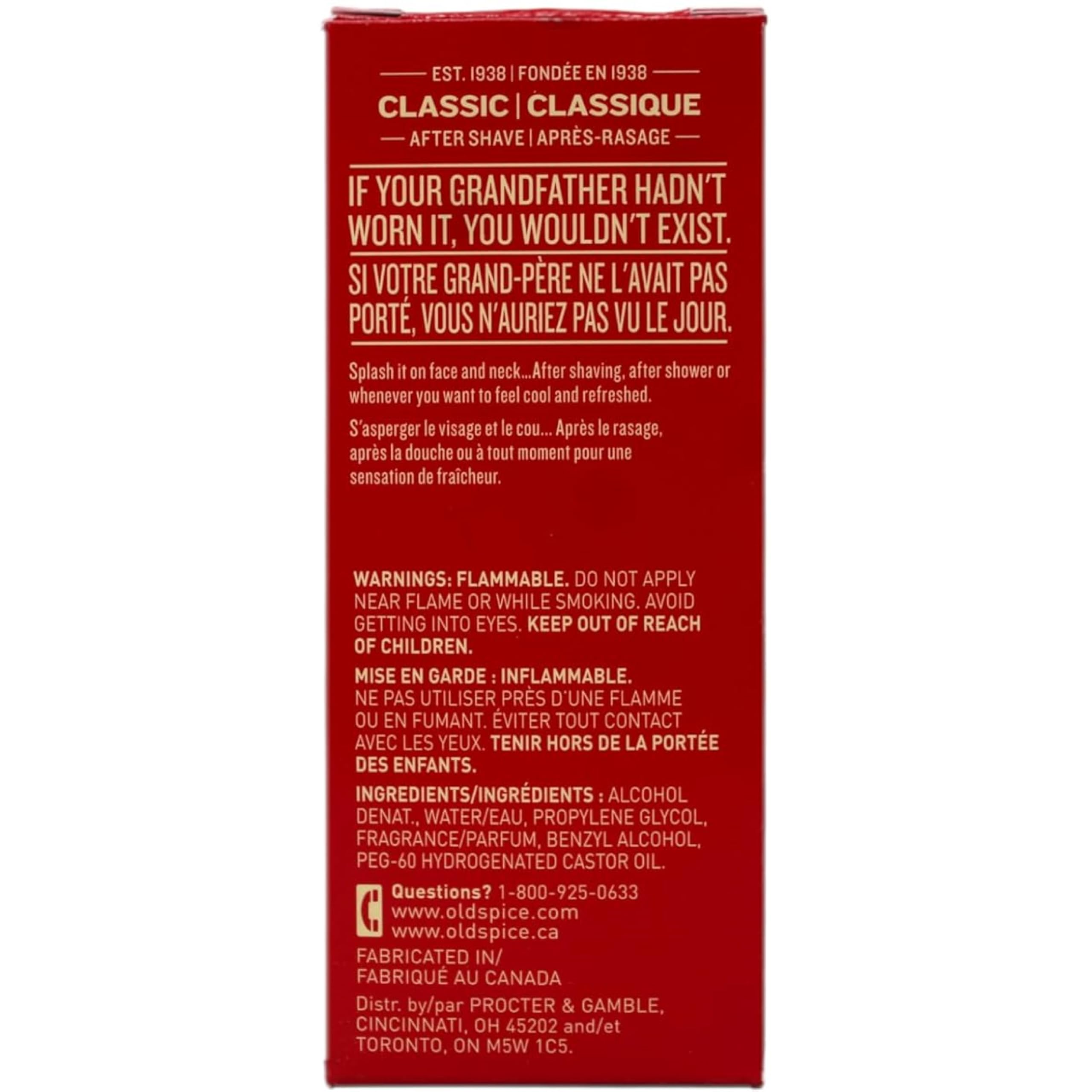 Old Spice classic scent bottle closeup showcases iconic fragrance.