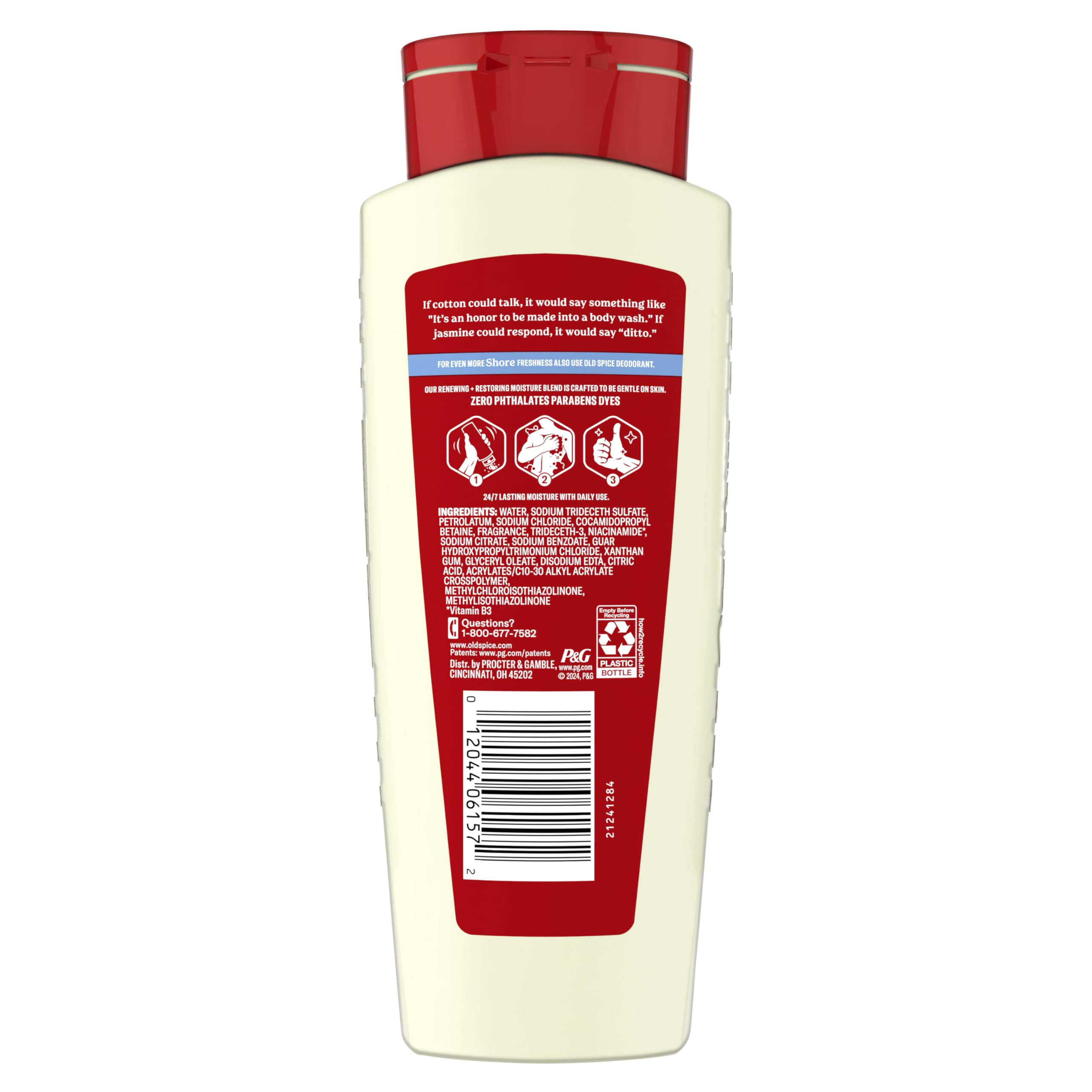 Old Spice bottle with towel setup, suggesting quick, easy daily routine.