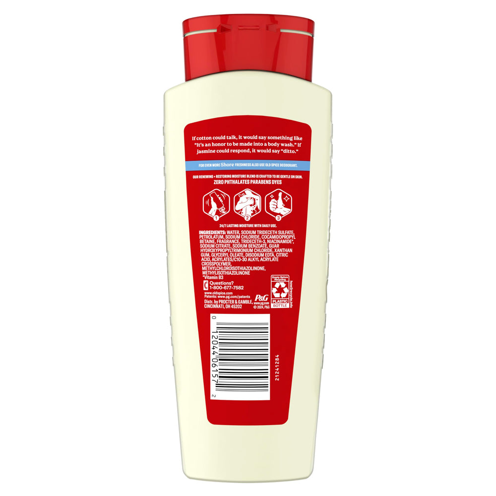 Old Spice bottle with towel setup, suggesting quick, easy daily routine.