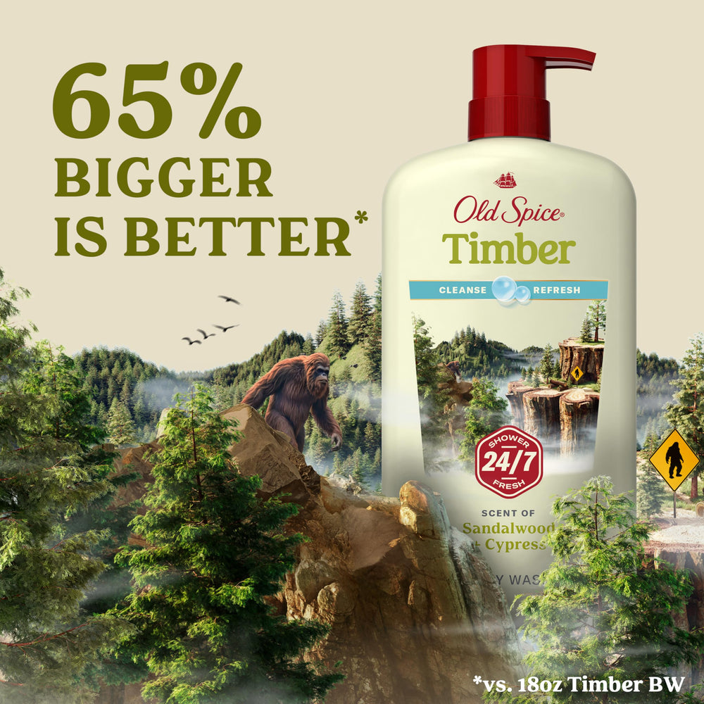 In-shower moment with Old Spice body wash for quick refresh.