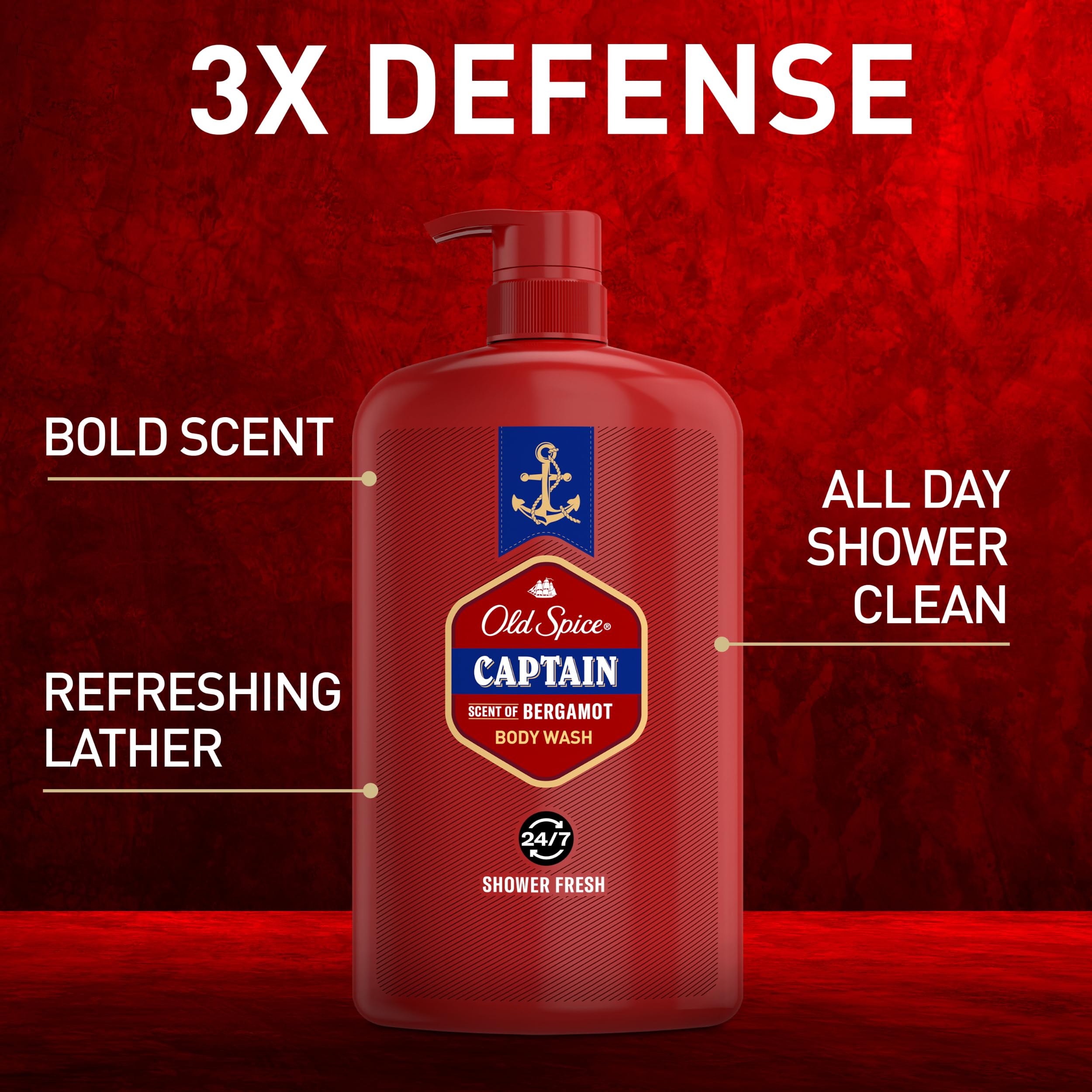 Old Spice Coleccion Roja espuma ducha, textura cremosa que limpia y deja frescura.