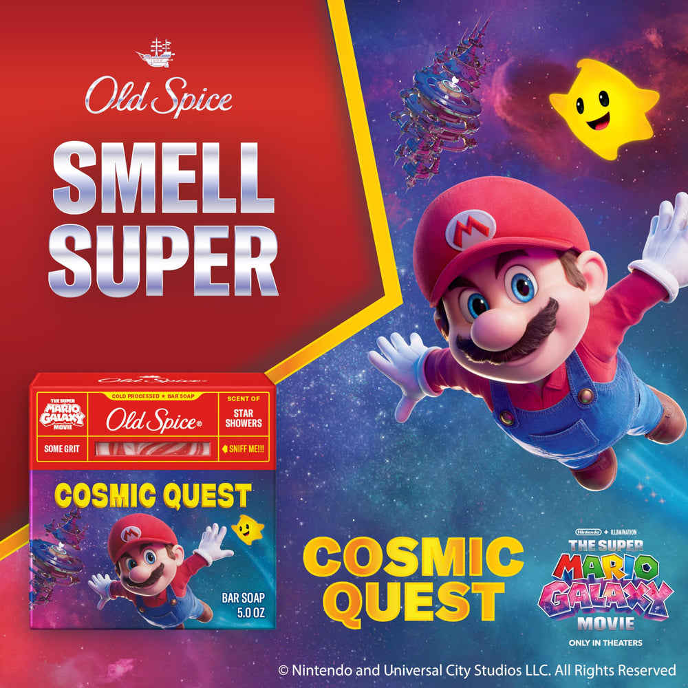 Old Spice Cosmic Quest bar lather forming rich foam in shower
