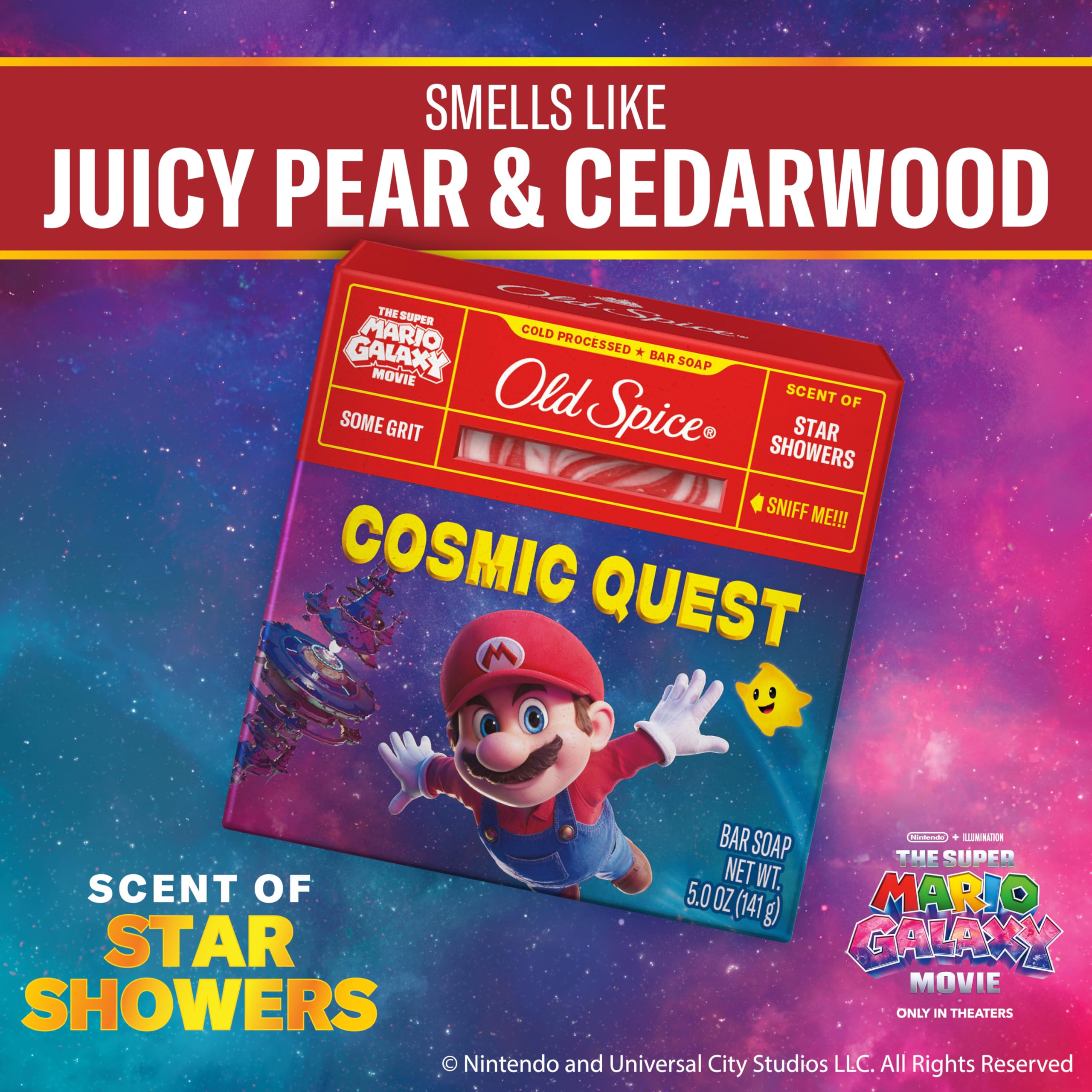 Old Spice Cosmic Quest packaging box featuring The Super Mario Galaxy collab
