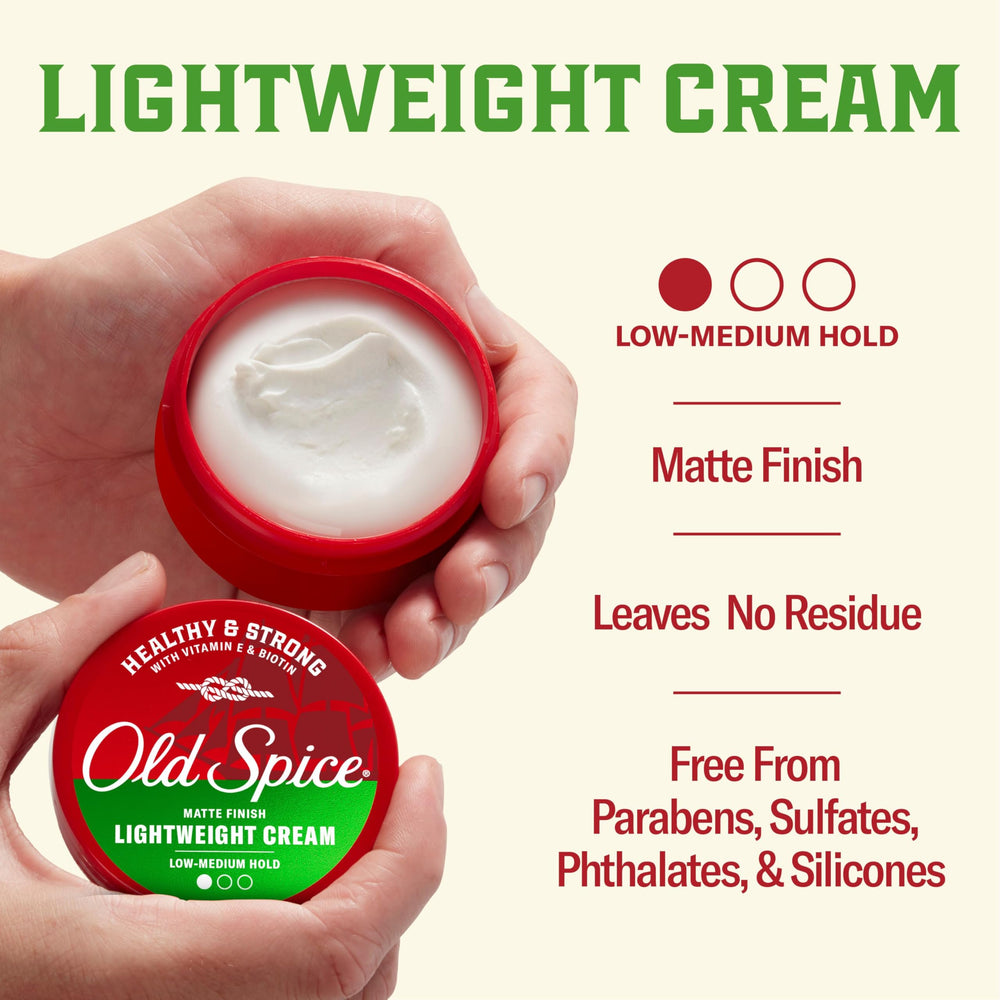 Old Spice crema para manos y cabello, aplicación suave y rápida.