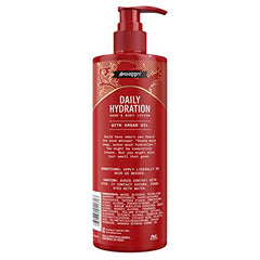 Close-up of lightweight texture and quick absorption from the argan oil blend.