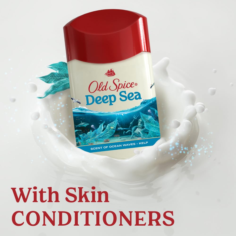 Old Spice Deep Sea packaging presents travel-friendly 2.6 oz size for on-the-go use.