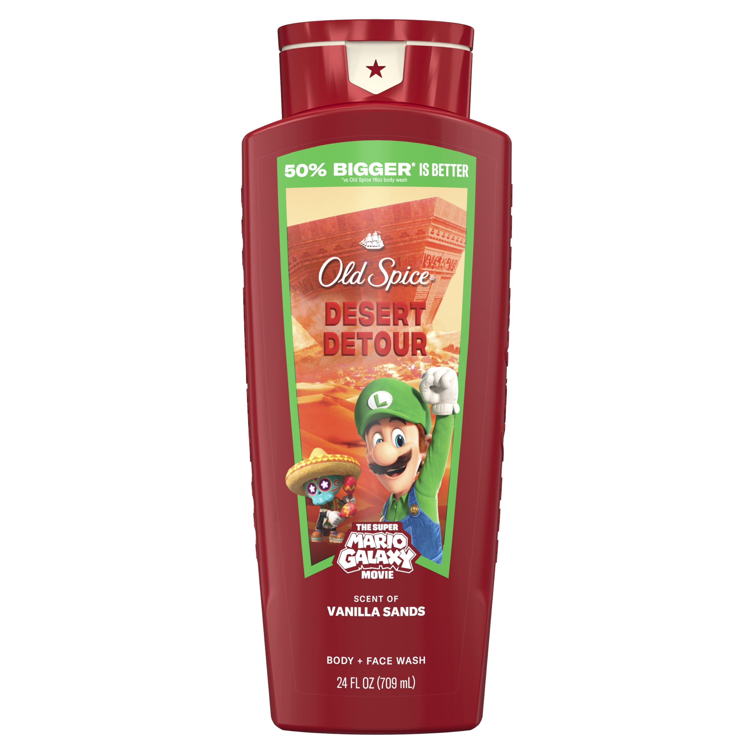 Old Spice Desert Detour bottle front view showing 2-in-1 body and face wash.